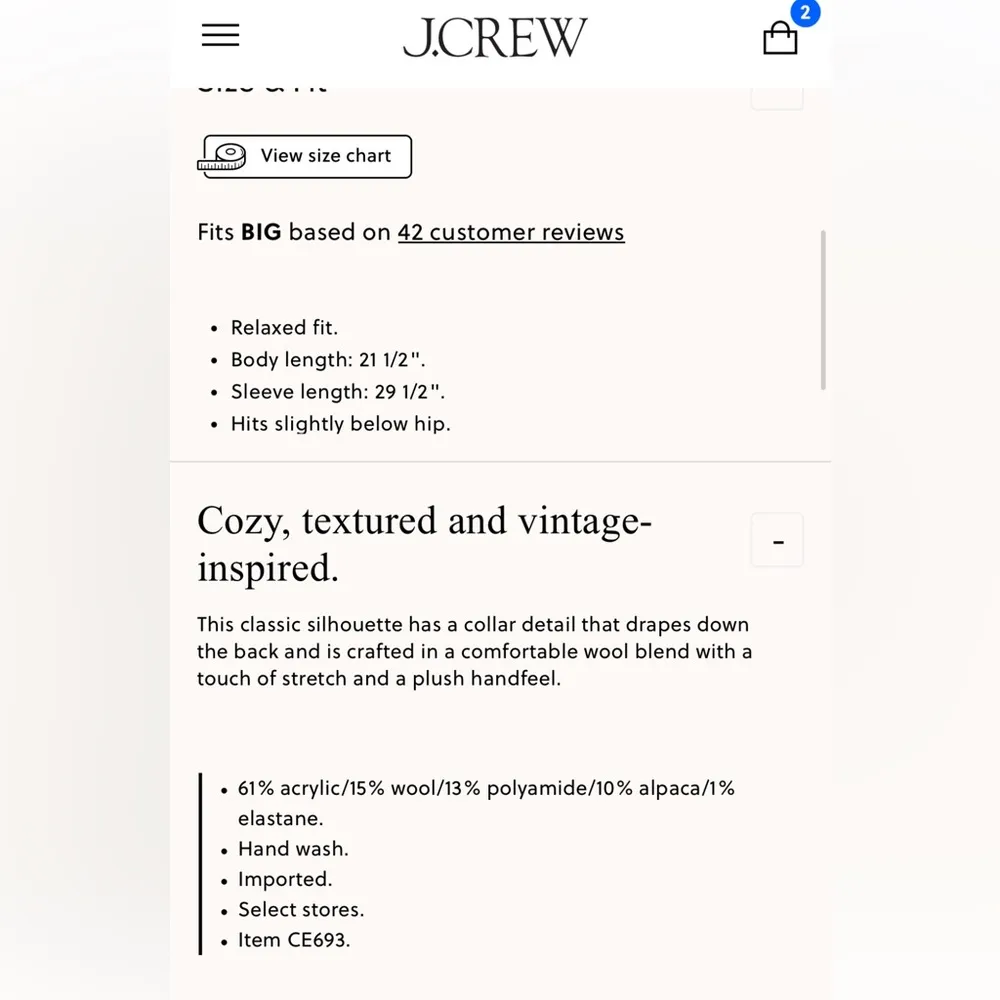 NWT J CREW Size M Navy Fair Isle johnny collar sweater in boucle acute - Image 2