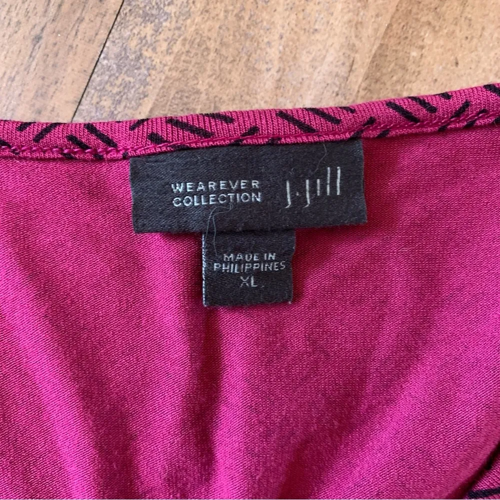 J.Jill Tunic Top Women's XL Raspberry Pink Black Print Wearever Collection - Image 8