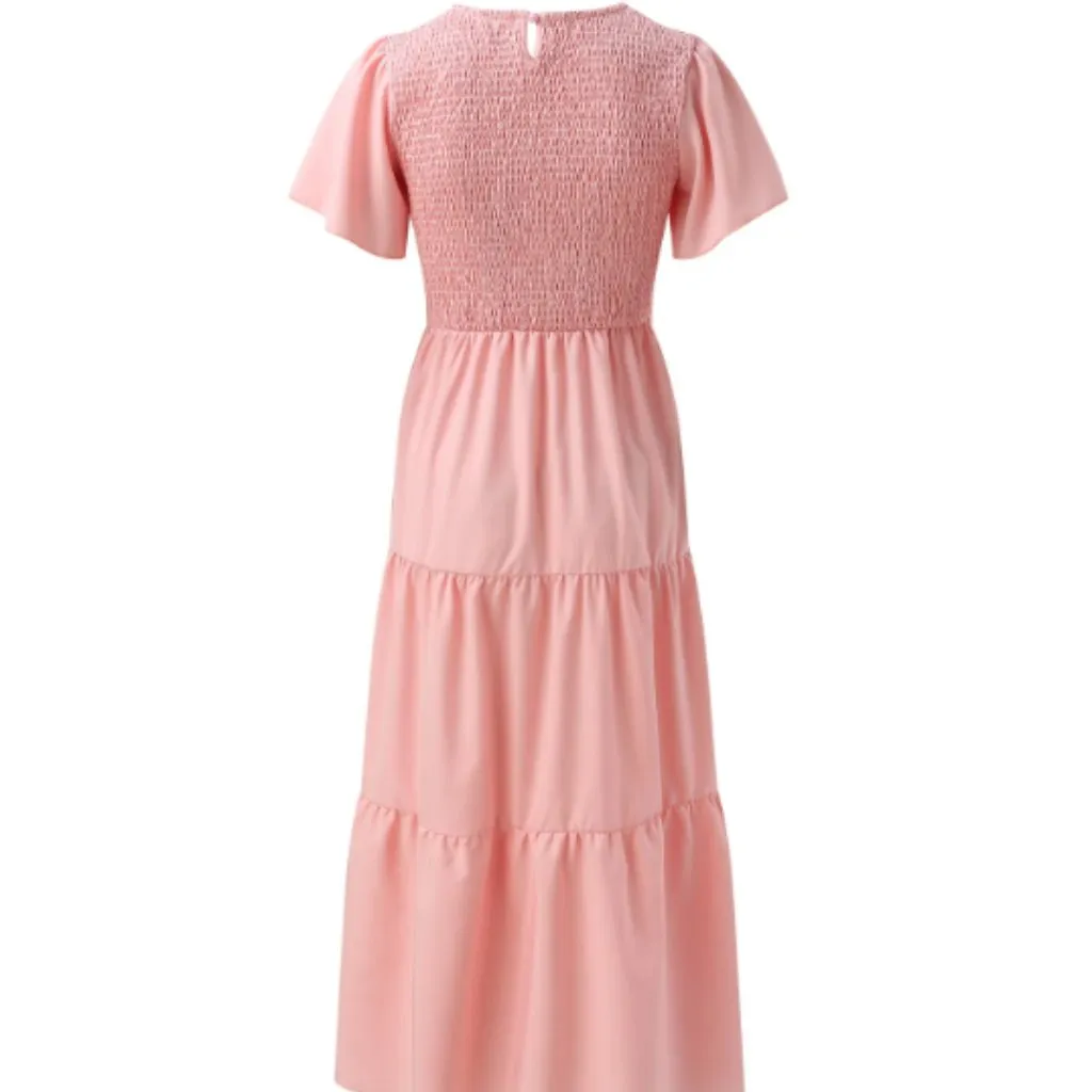 Mifelio Spring/Summer Casual Flutter Dress – Women’s Size M Pink Size M - Image 3