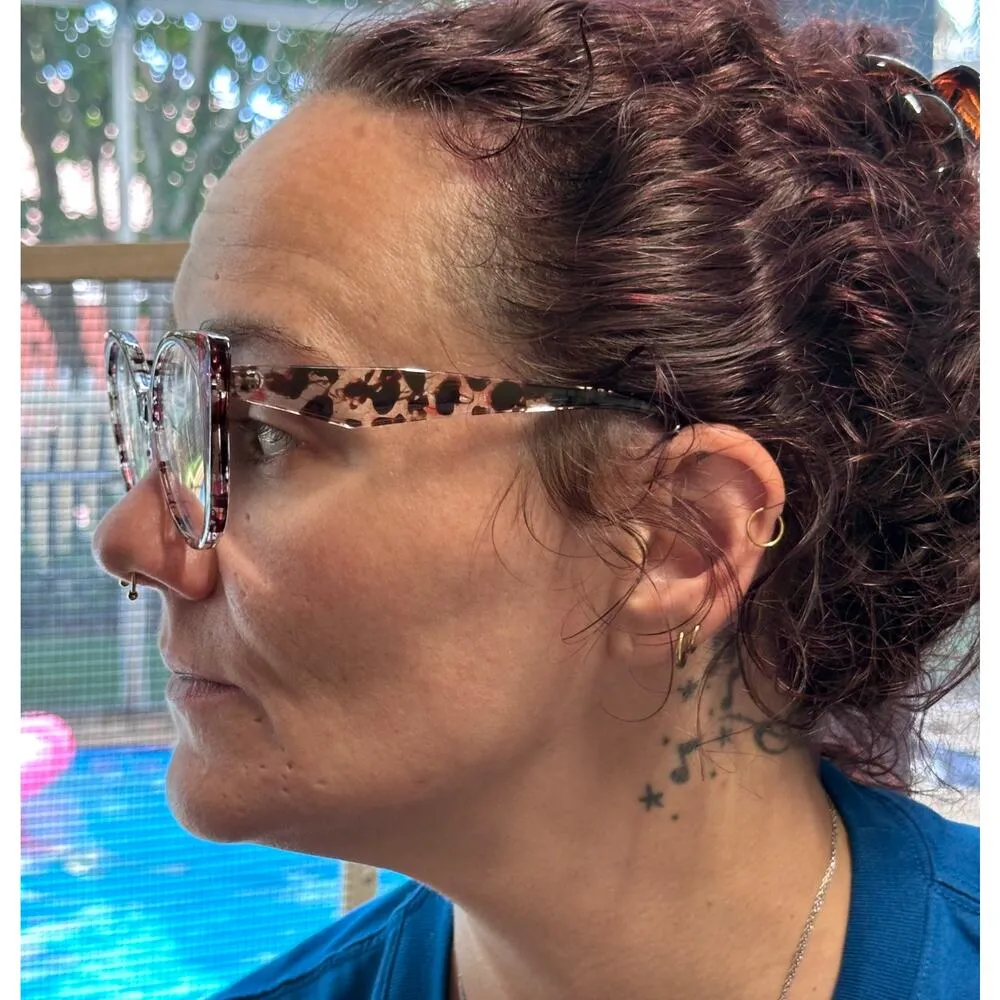 Cat Eye Fashion Glasses Clear Lenses Leopard Purple - Image 9