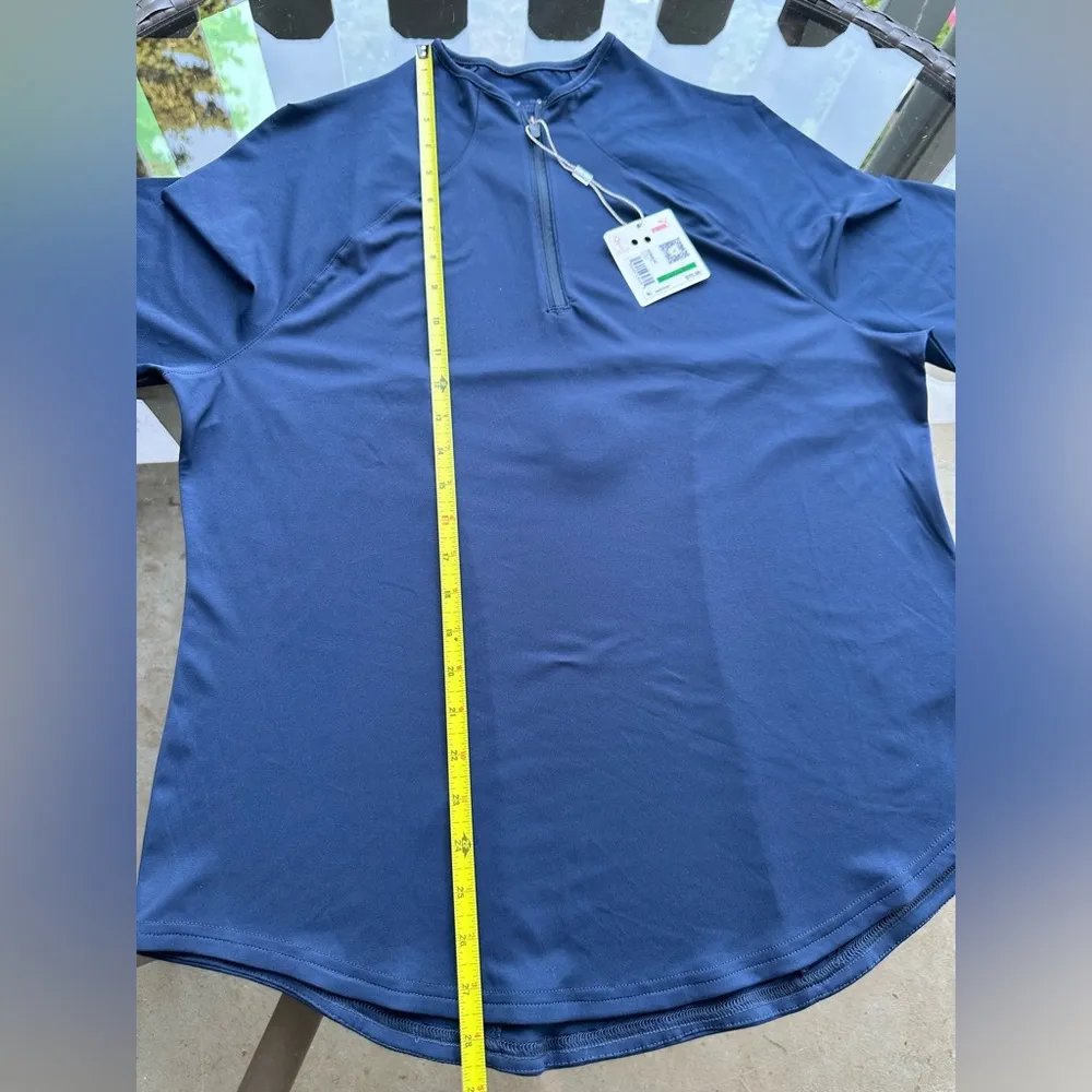 Puma Shine Lightweight Quarter Zip Long Sleeve Pull Over in Navy Blue Size Large - Image 3