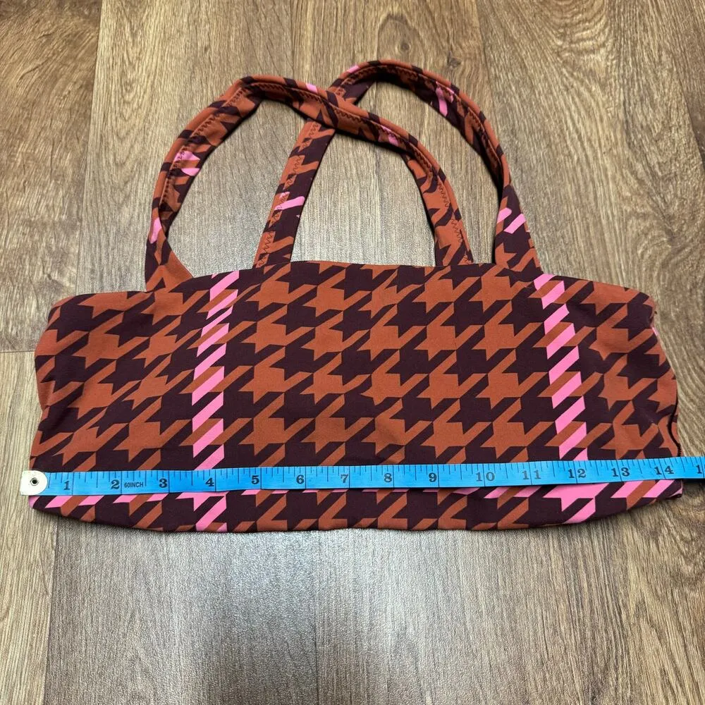 Aerie Offline Real Me Extra Stretch Square Neck Red Houndstooth Sports Bra L - Image 6