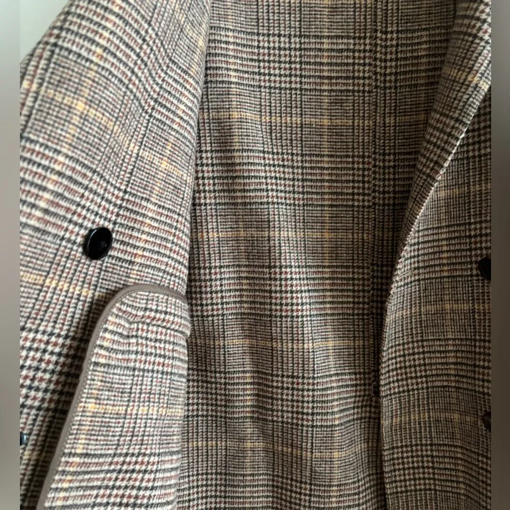 Classic Brown Houndstooth Wool Blazer Size XS - Image 4