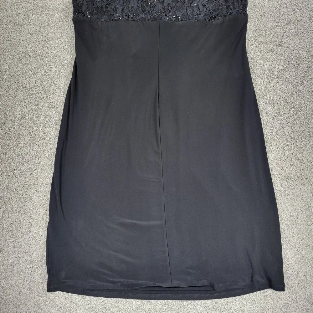 Ralph Lauren Faux Wrap Formal Dress Womens 16W Black Lace Ruched Cocktail Party Size 16 - Image 9
