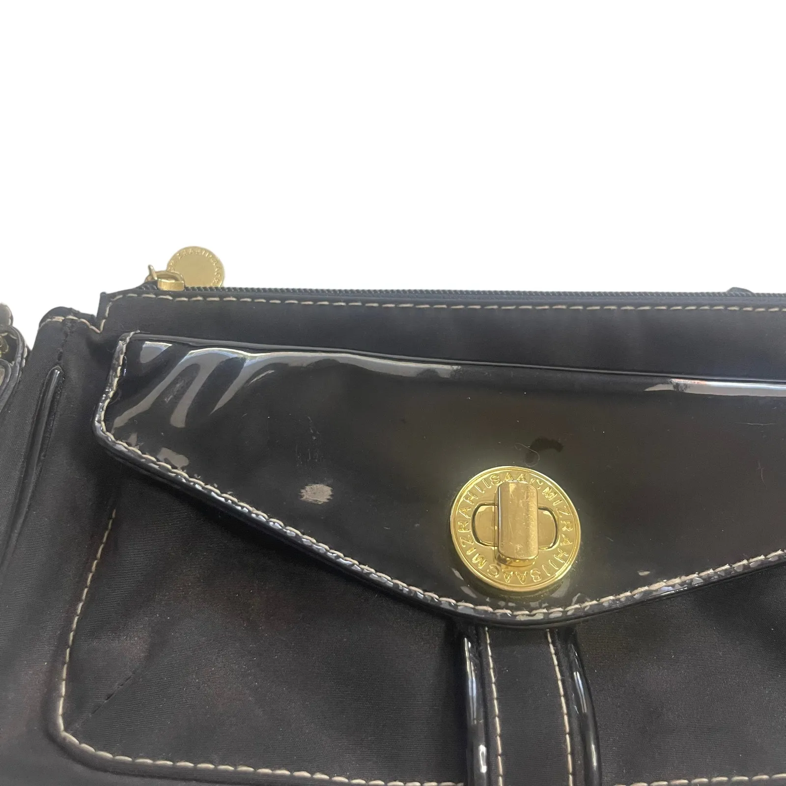 Isaac Mizrahi Black Patent Leather Y2k Small‎ Shoulder Bag Purse - Image 2