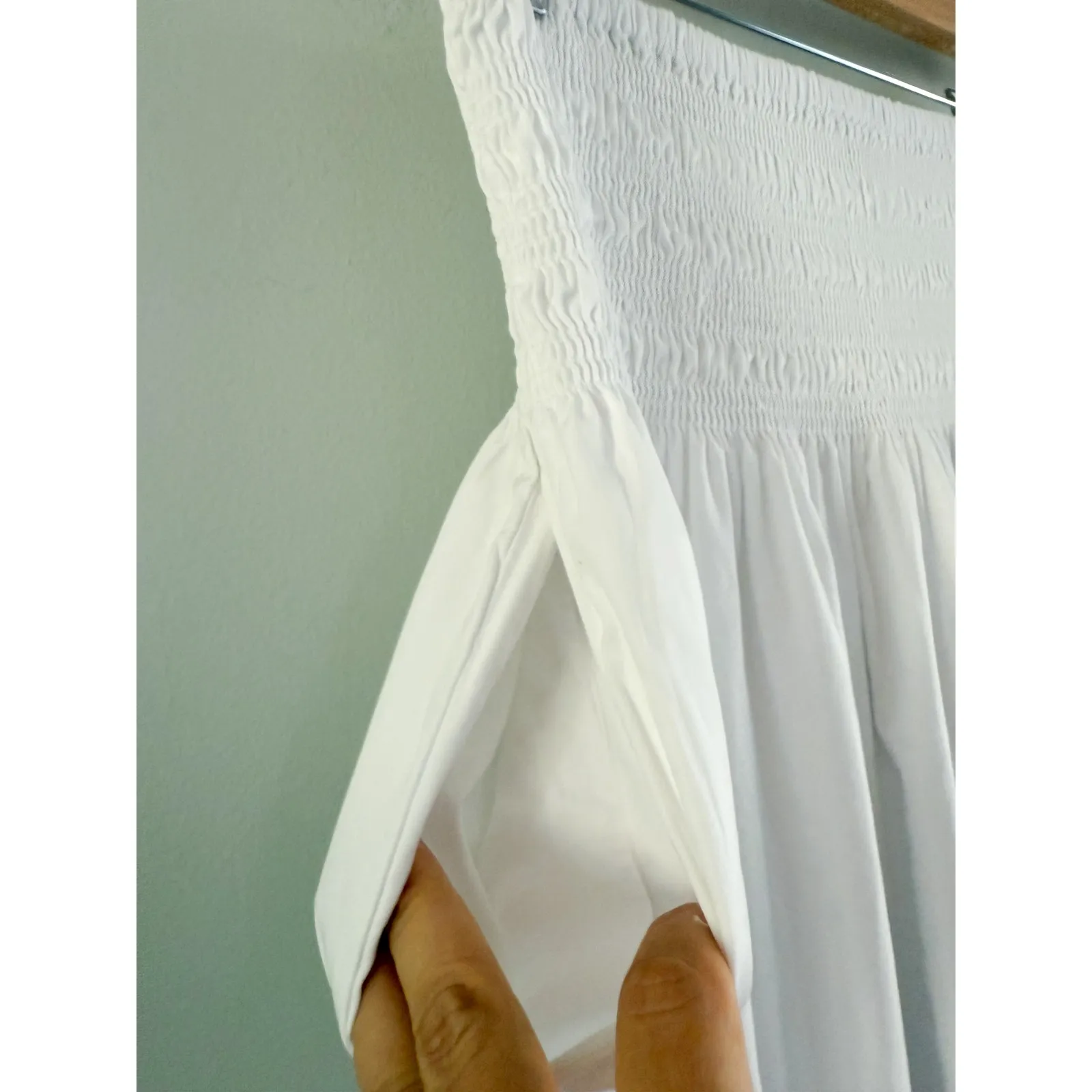 Madewell | NWT Smocked-Waist Poplin Midi Skirt in white | Sz XL - Image 5