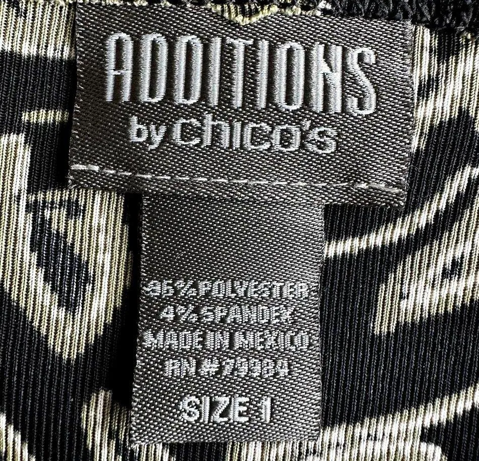 Additions By Chico's Floral Wrap Cardigan Unlined V Neck Tropical Black 1 M - Image 3