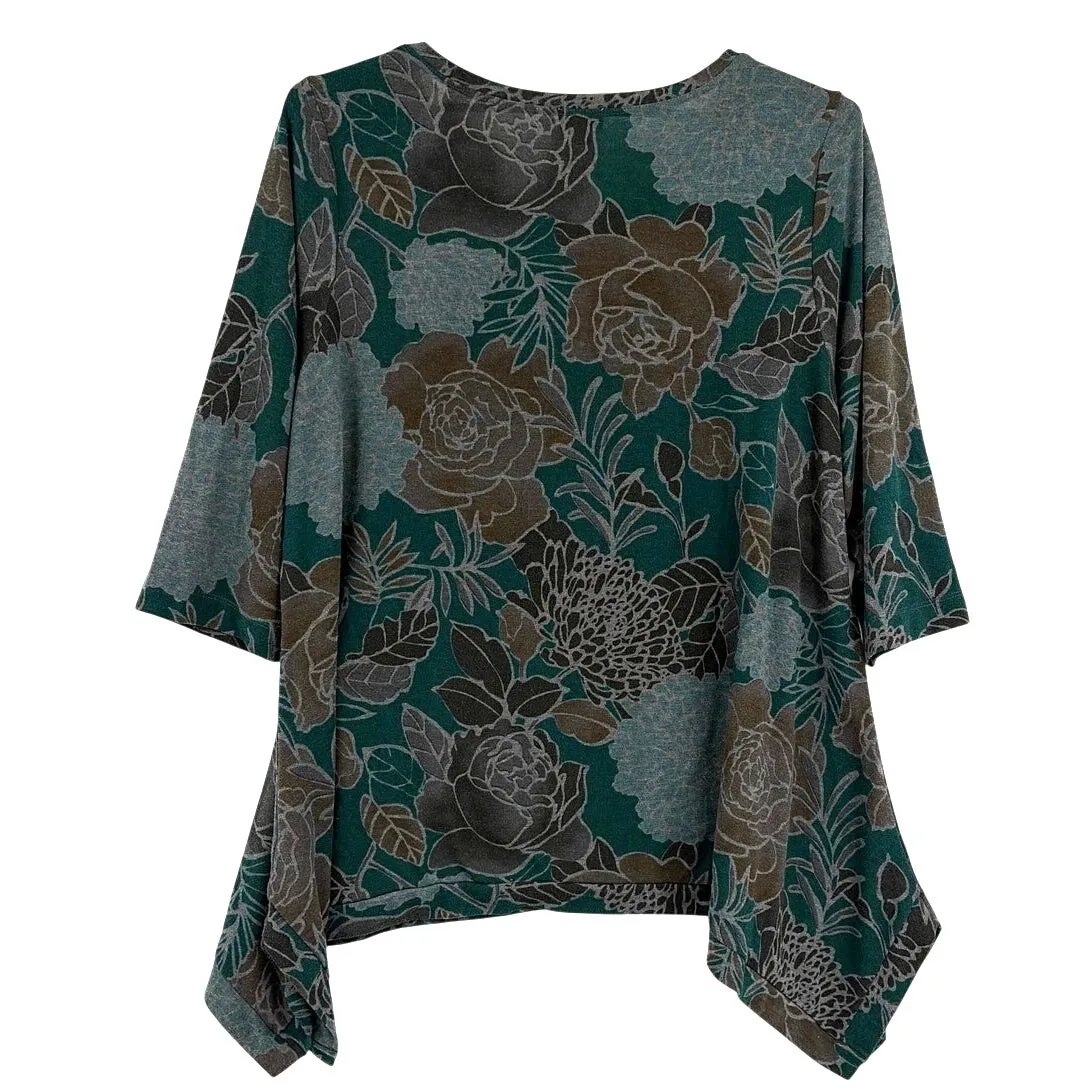 Avenue Floral Asymmetric Womens Top Sz 26/28 Cottagecore Boho Lagenlook Earthy - Image 5