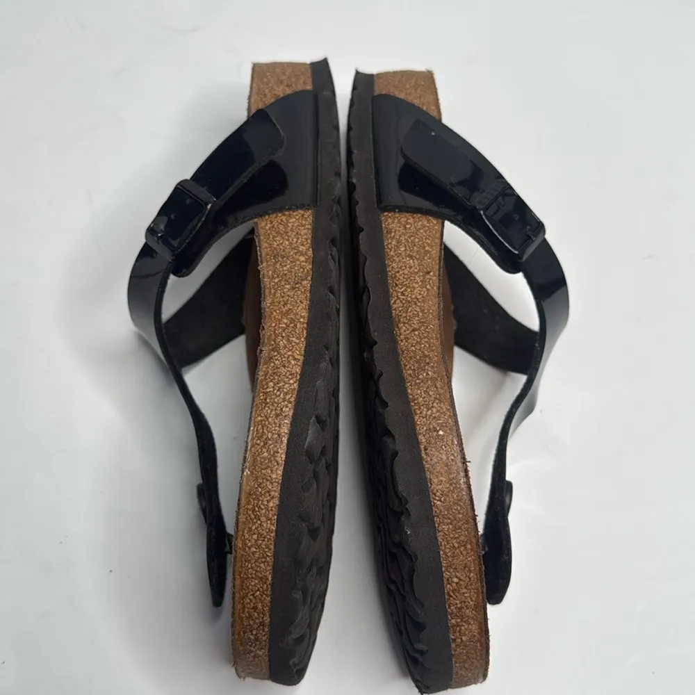 BIRKENSTOCK Women’s Gizeh Black Patent Thong Sandal S-219 Sz 8-8.5 Regular Width - Image 3