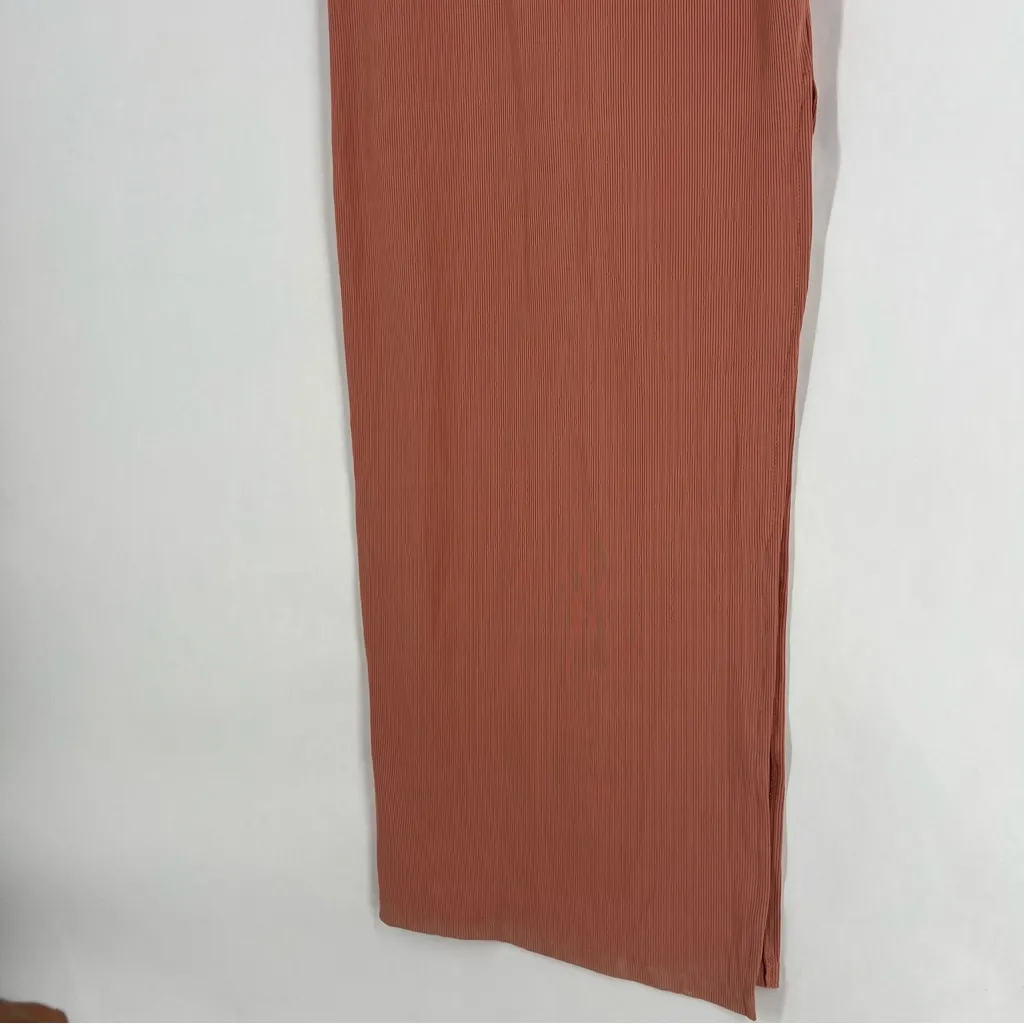 Haute Monde Blush Pink Stretch Ribbed Jersey Knit Side Slit Bodycon Maxi Dress‎ - Image 6