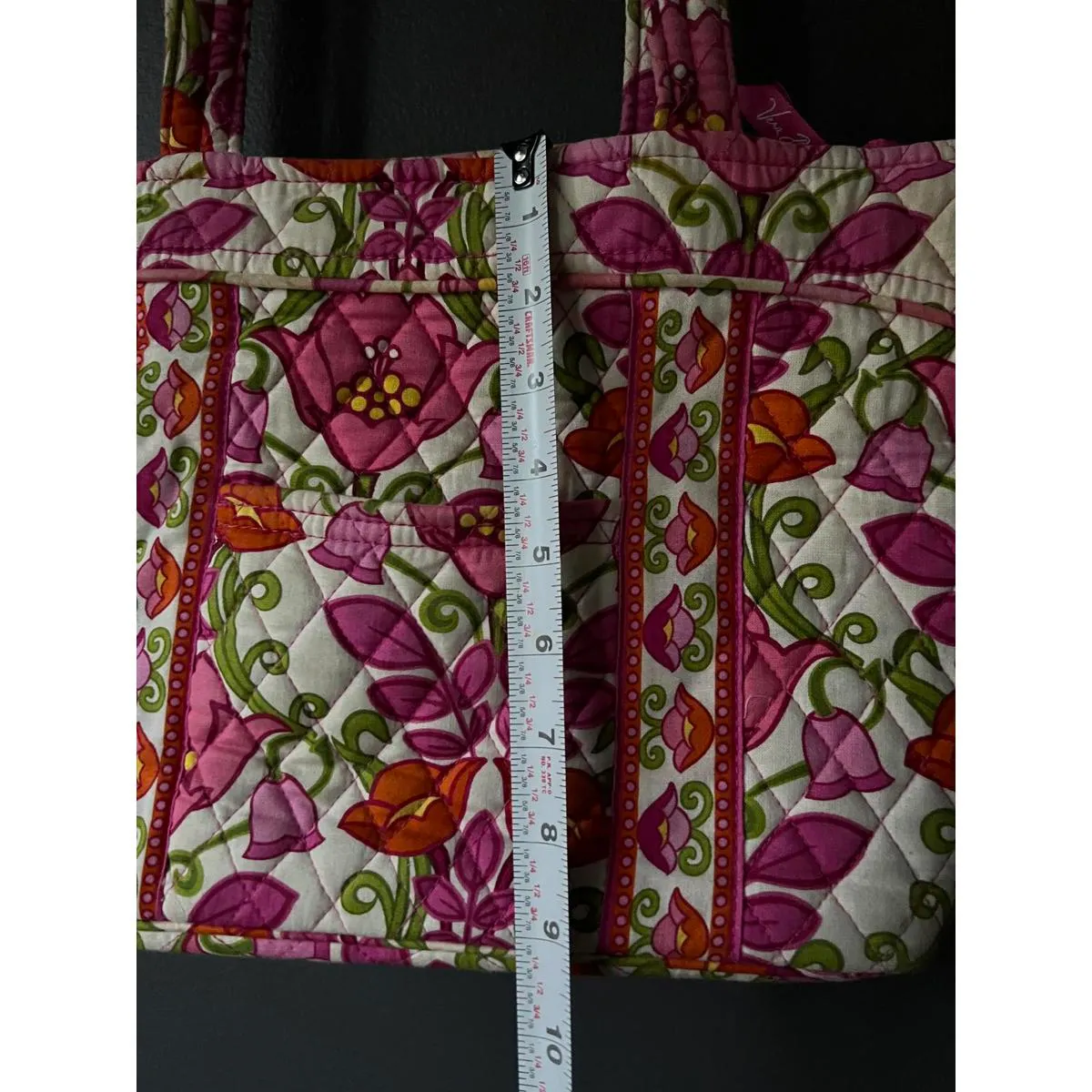 Vera Bradley Quilted Pink and Green Floral Tote Bag - Image 4