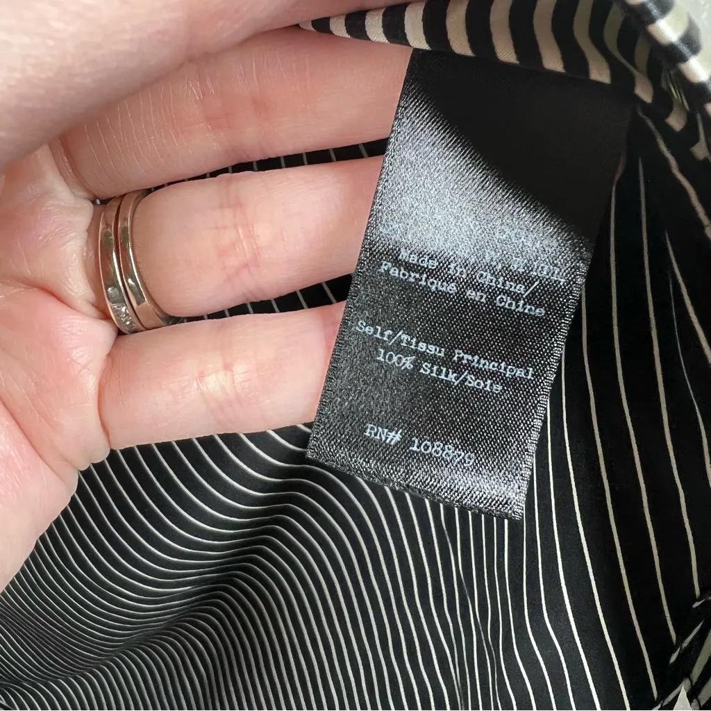 Rag‎ & Bone Black White Striped Silk Button Down Top - Image 6