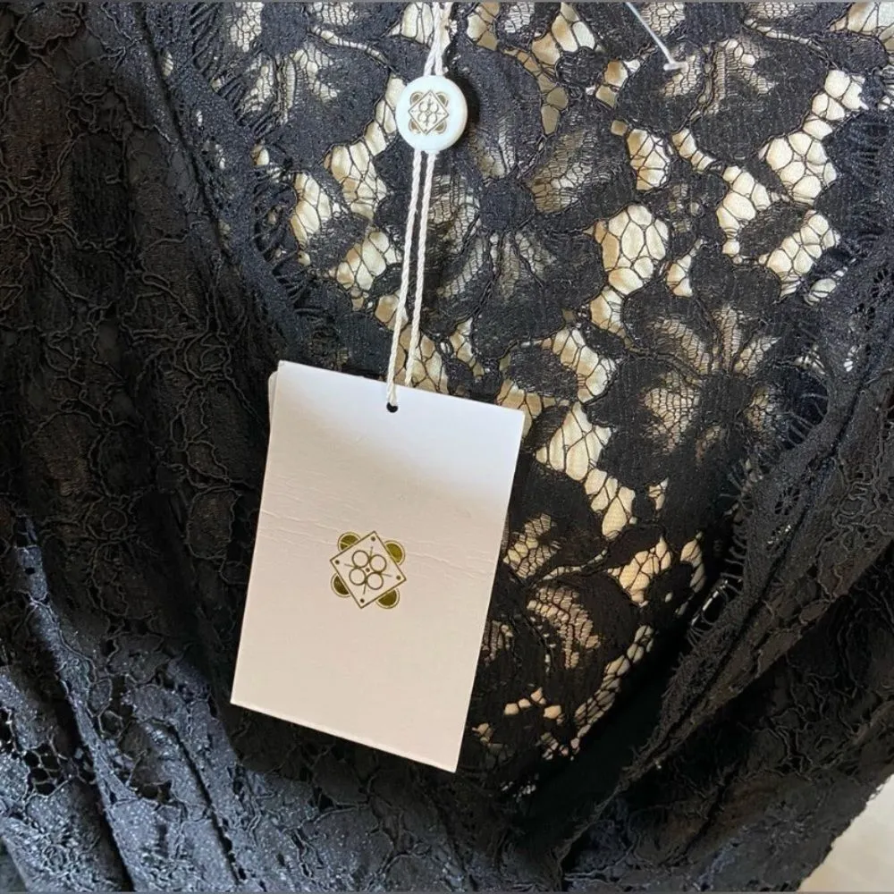 WAYF Spencer Black Lace Puff Sleeve Mini Dress - Image 11