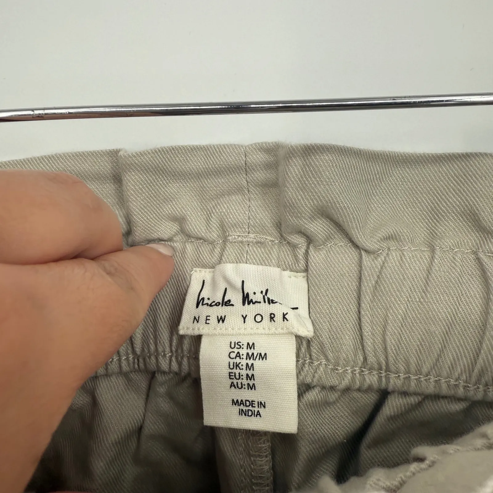 Nicole‎ Miller New York Womens Beige Paper Bag Waist Belted Shorts M Medium Tan - Image 4