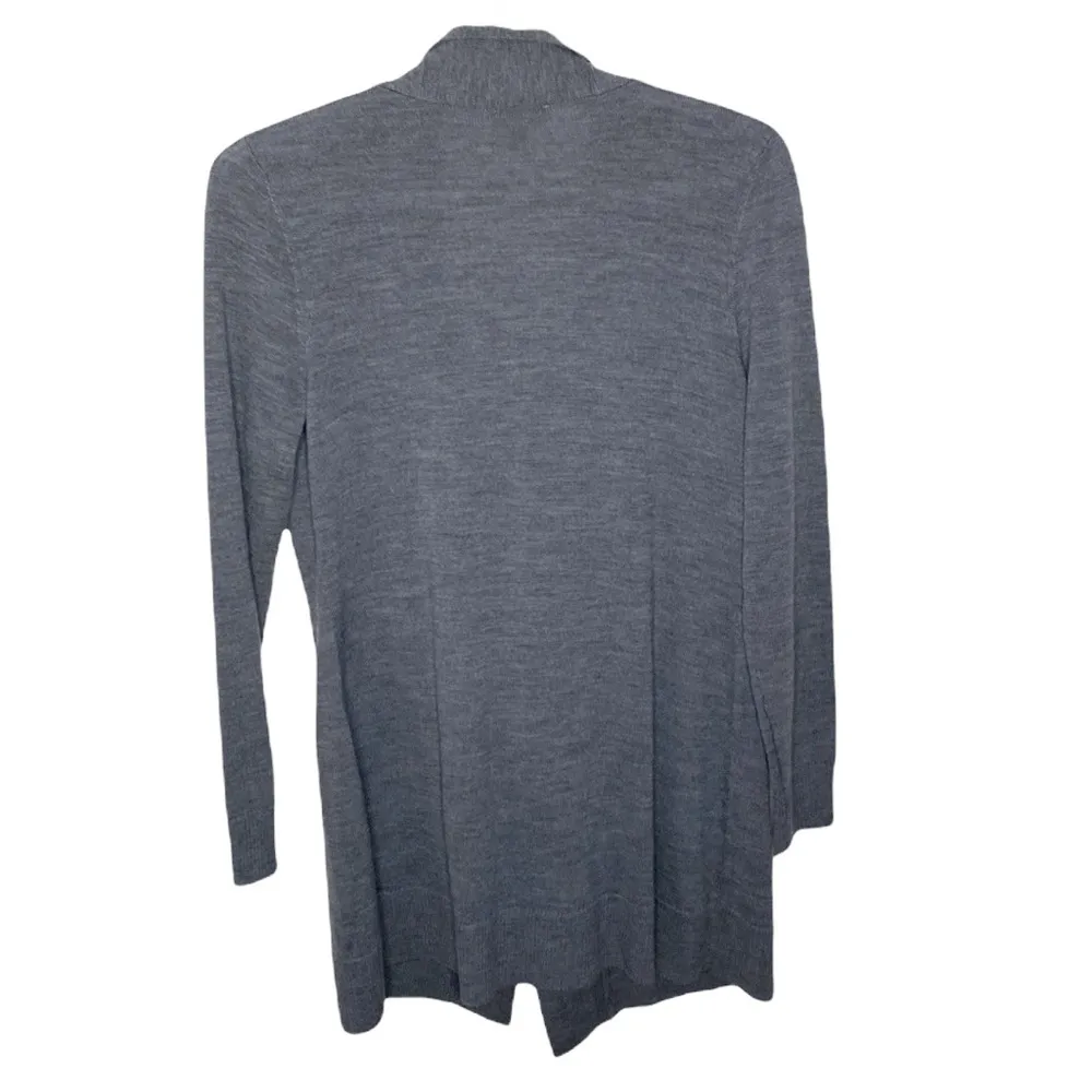 Talbots grey merino wool longline cardigan with velour front tie size Sp - Image 22