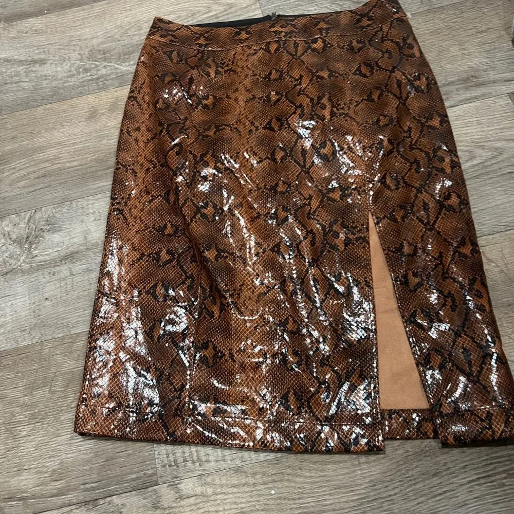 Express x Negin Mirsalehi Snakeskin Leather-like Midi Skirt 10 - Image 12