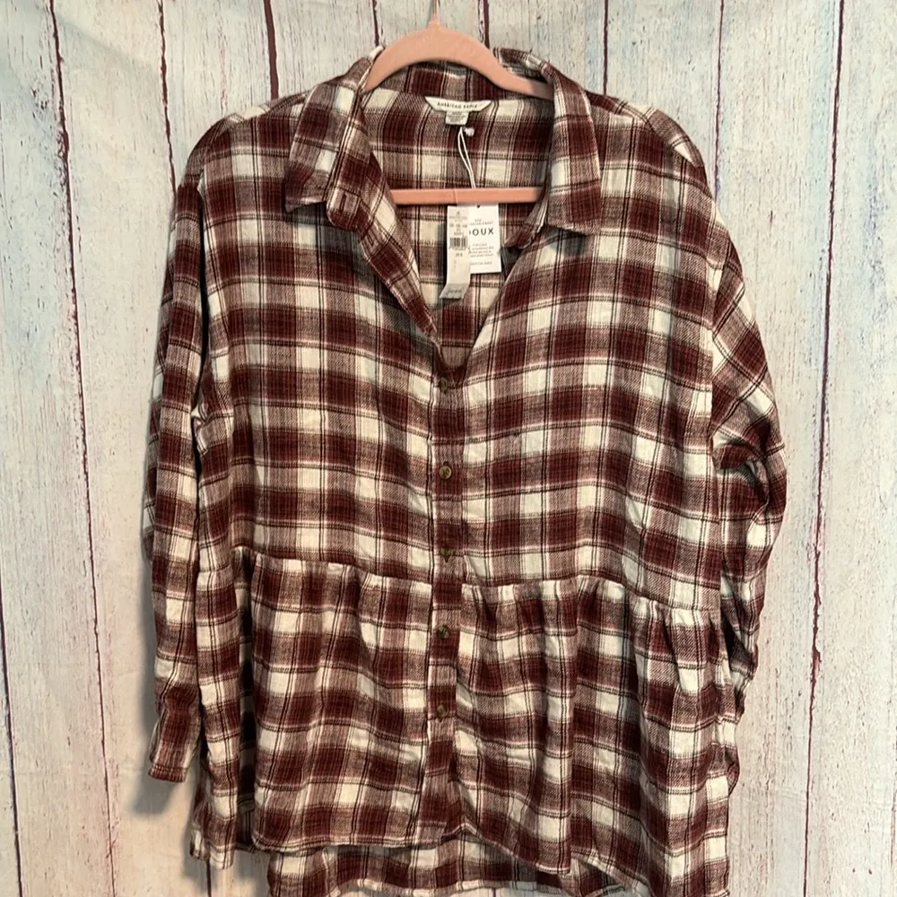 NWT American Eagle Oversized Flannel Babydoll Shirt - Image 7