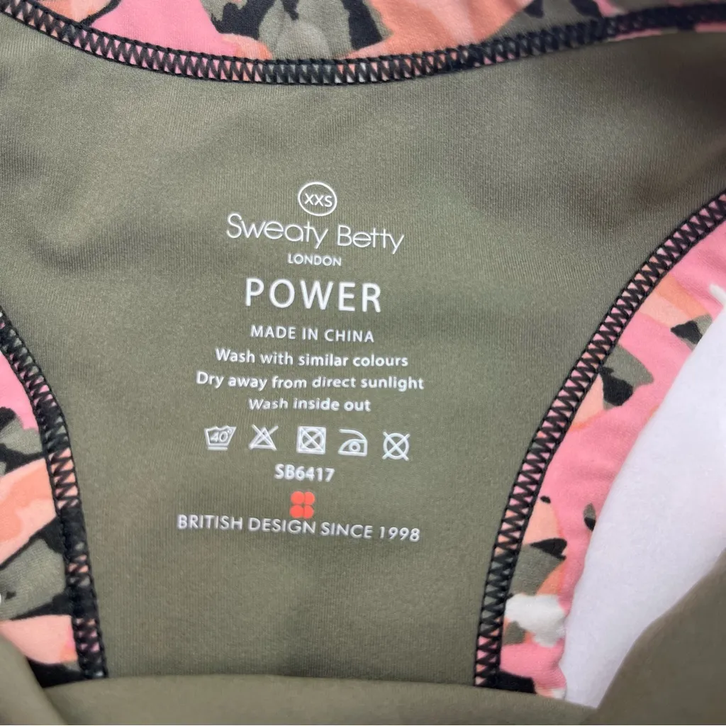 Sweaty Betty Women's Sports Bra‎ Floral Pink Green Racer Back Size XXS Athletic - Image 2