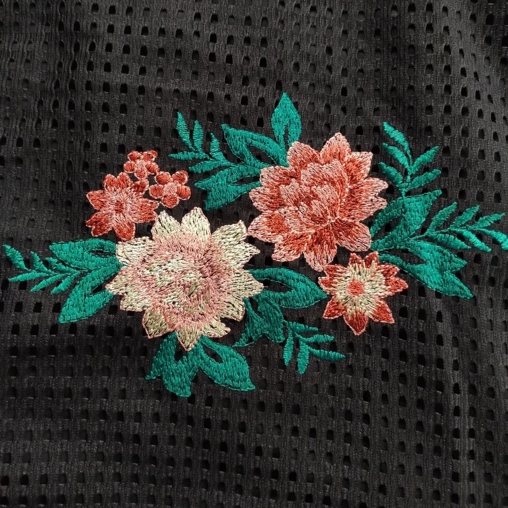 ZARA embroidery flowers black mesh dress size S - Image 7