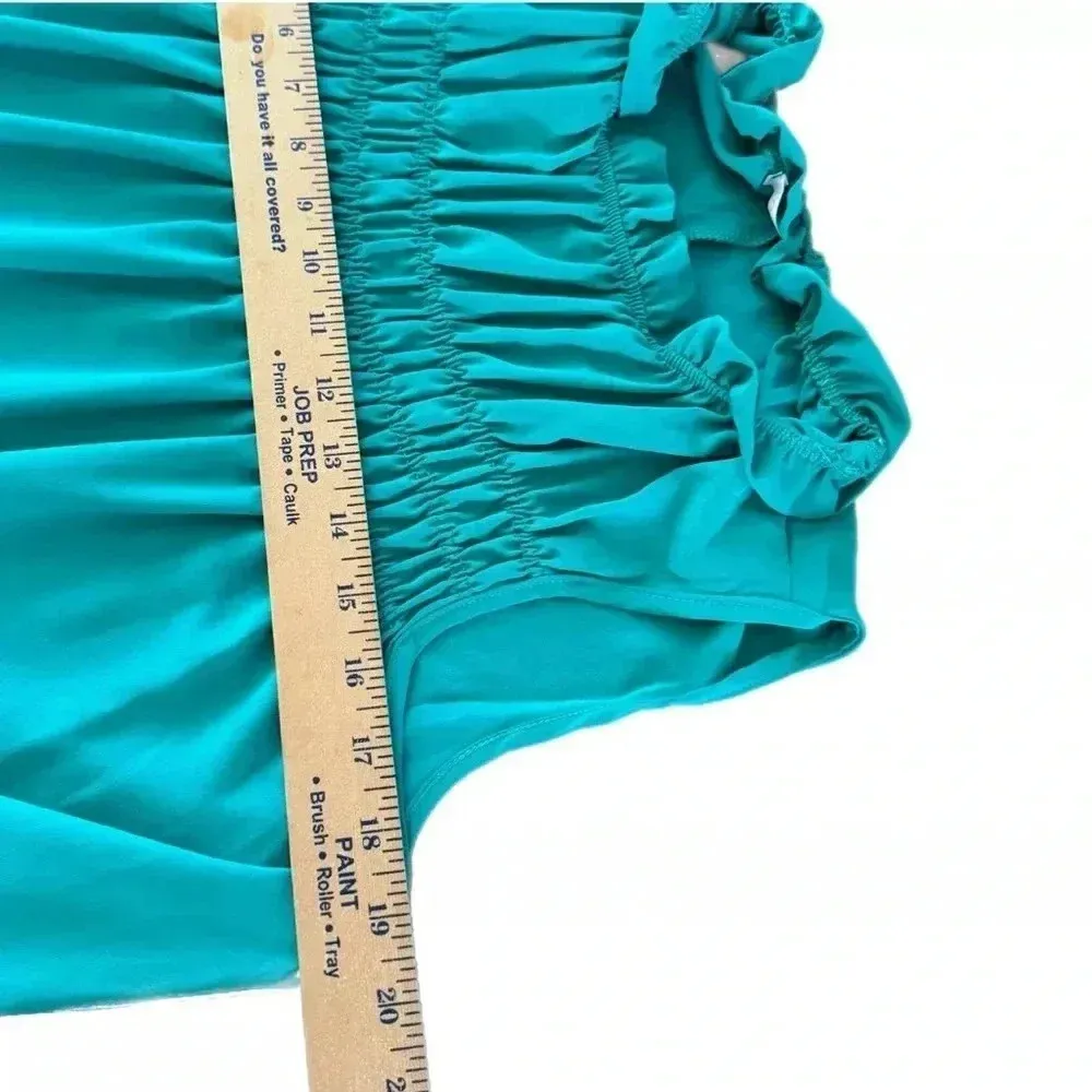 CES FEMME Boutique Dress Sleeveless Chiffon Short Casual Summer Ruffle Medium Green - Image 6