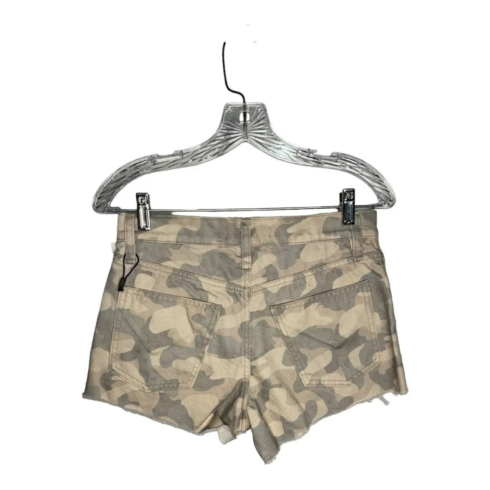 Hudson Lori High Rise Camo Print Raw Hem Denim Shorts Size 25 New - Image 5