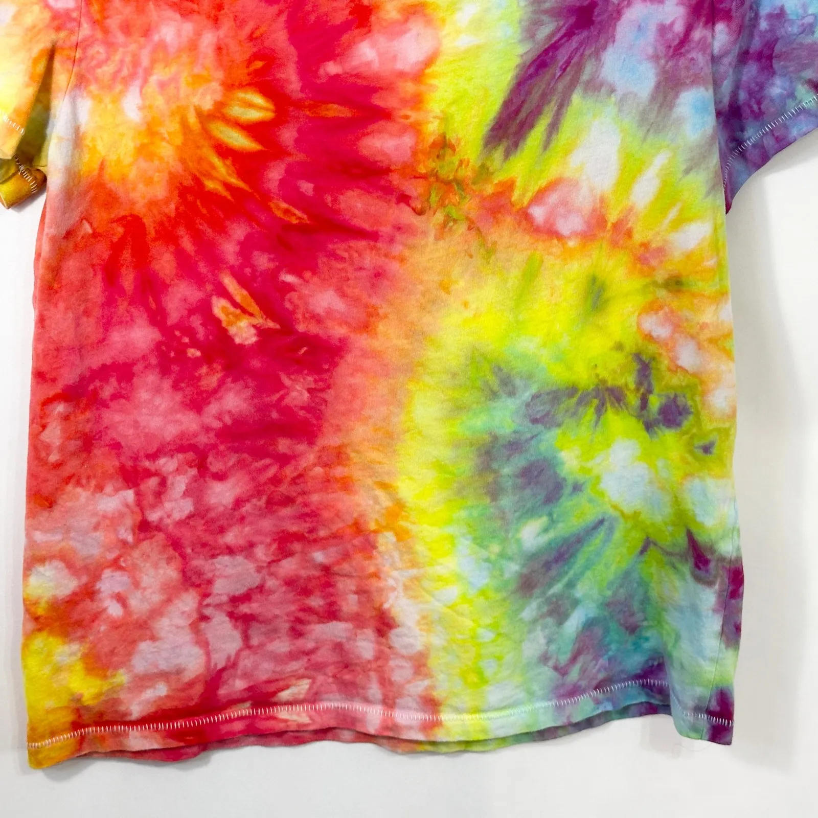 GAP Small Top Handmade Tie Dye Tee Rainbow V‎ Neck Cotton T-Shirt Hippie 592 - Image 9