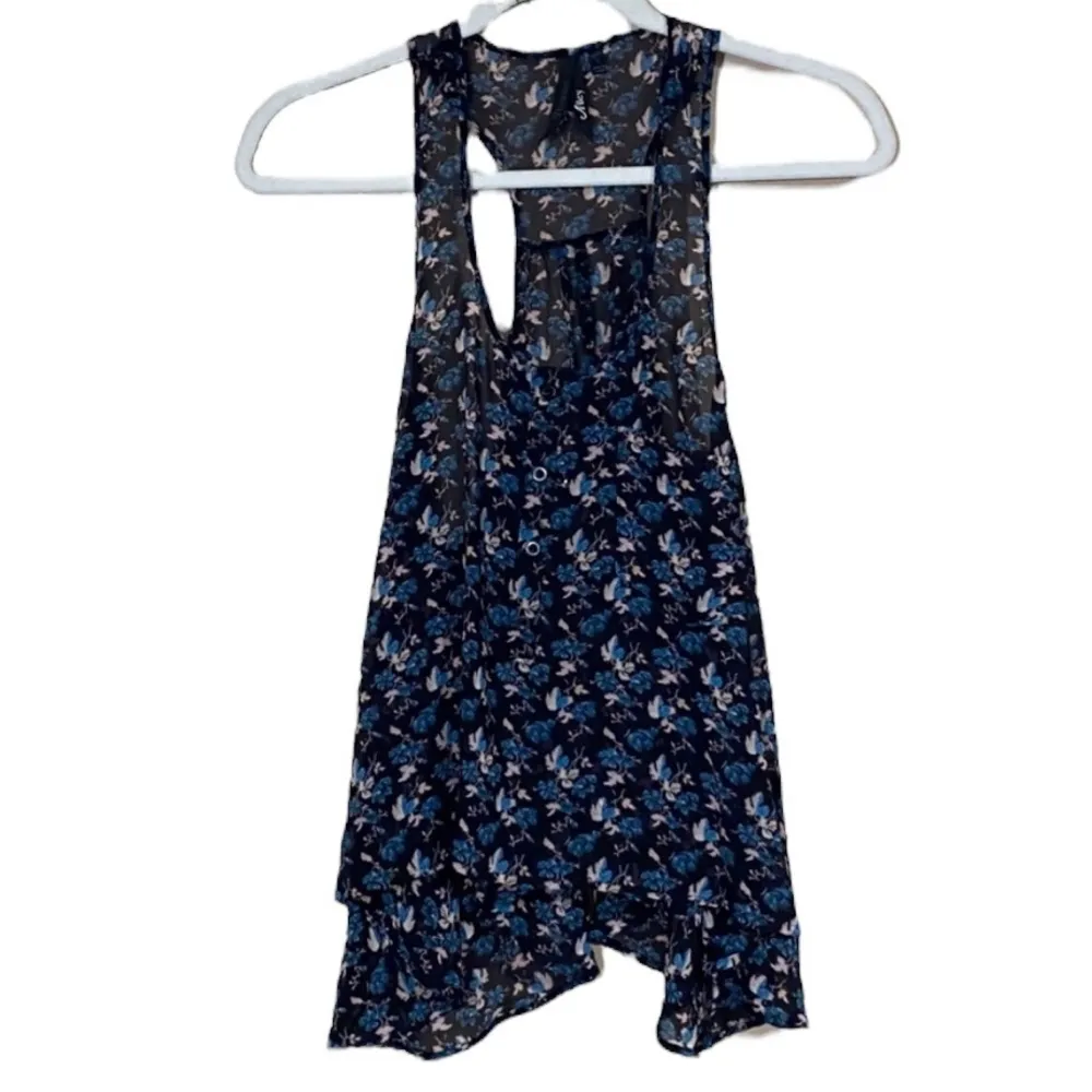 Black Floral Detail Petticoat Alley Tank Top Shirt Sheer Design Women’s Small! - Image 3