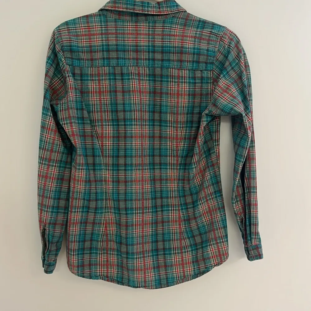 Woolrich Cotton Woven Plaid Button-Up Shirt Petite Small Snap Buttons Western - Image 6