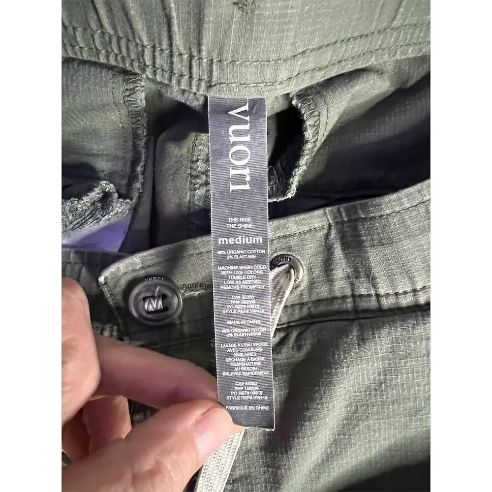 Vuori Women's Cropped Wide-Leg Pants M Army Green Casual Relaxed Fit - Image 4