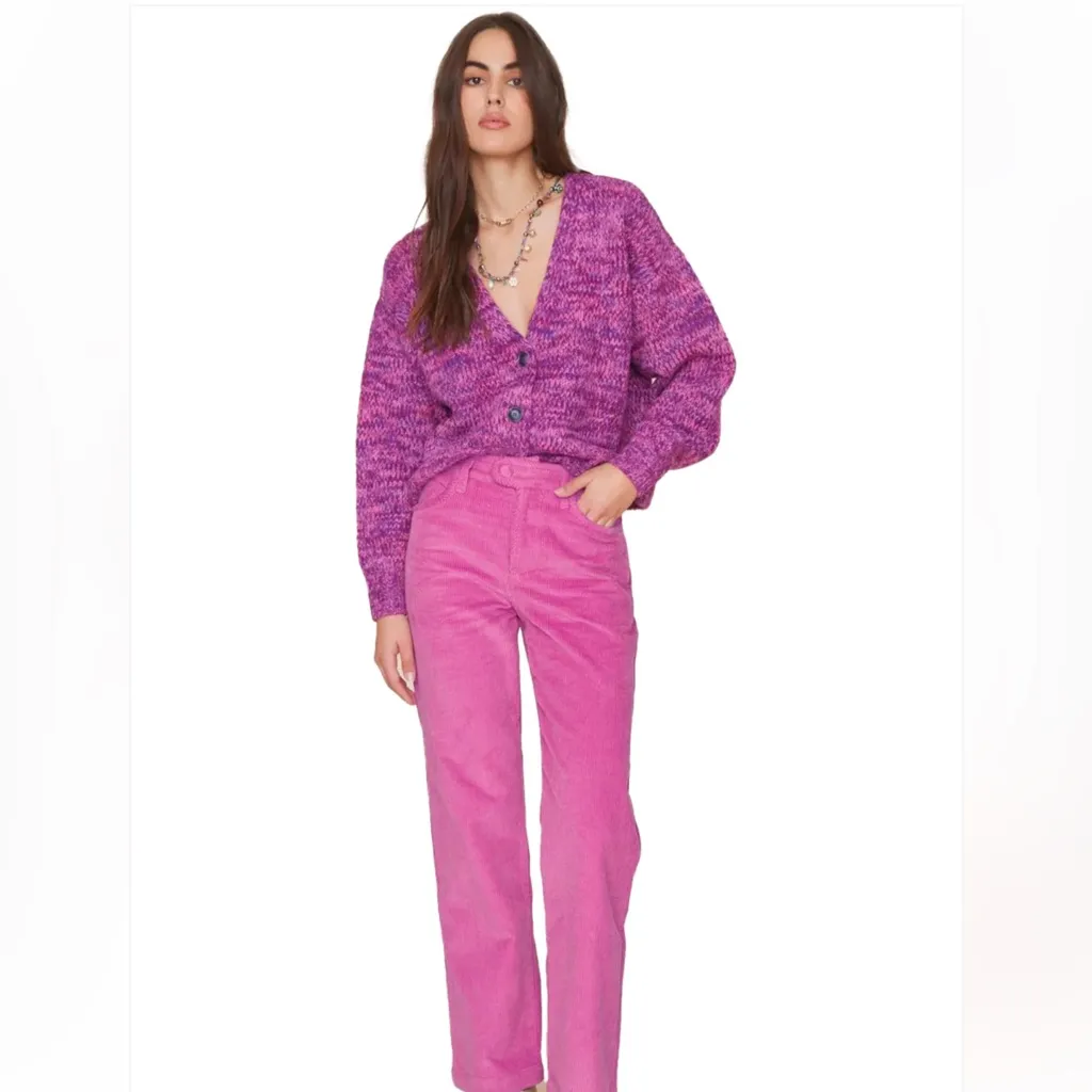 XIRENA Milli Sweater In Magenta Marble Cardigan Baby Alpaca Wool Blend NWT Sz L‎ Pink Size L - Image 2