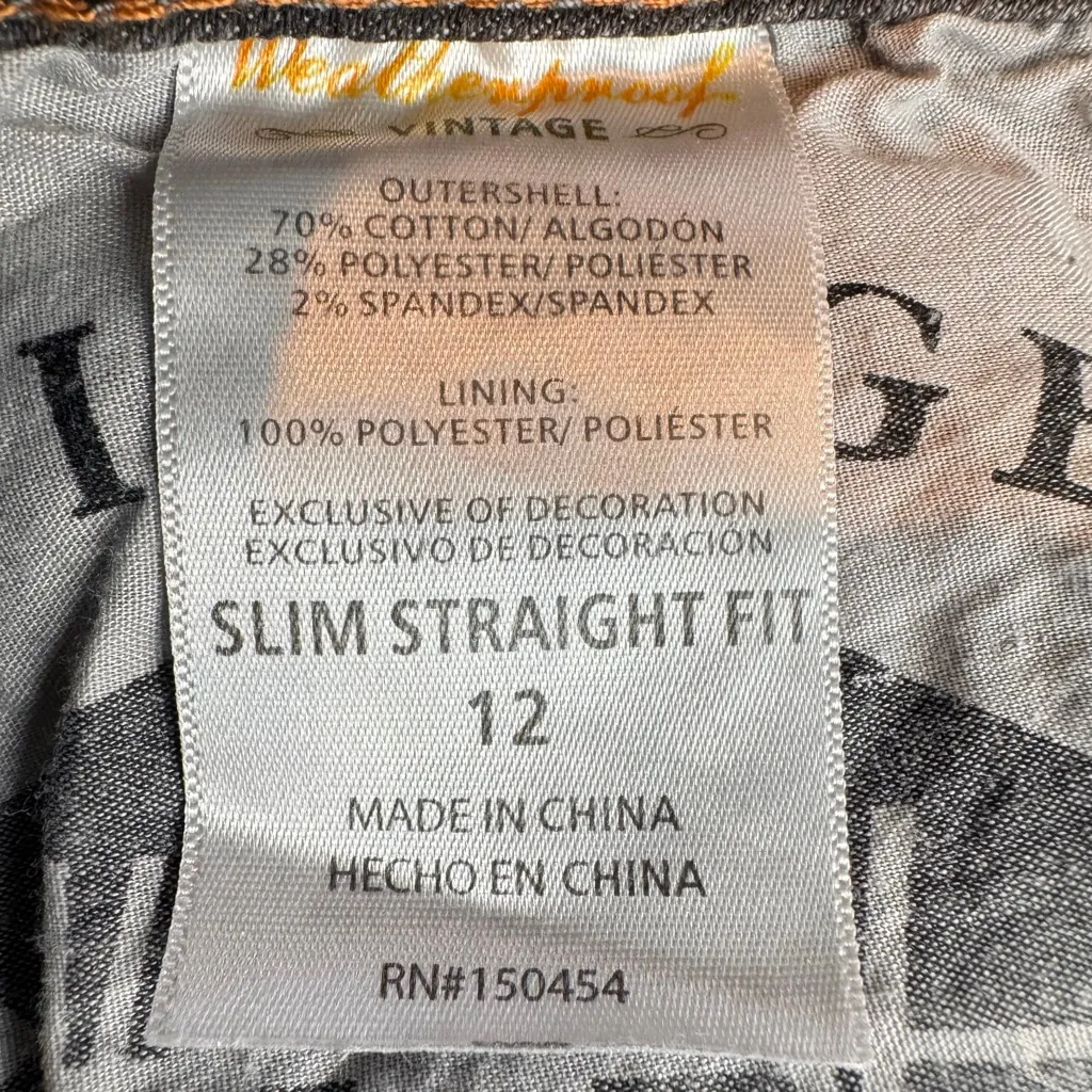 Weatherproof Vintage Series Flannel Lined Work Jeans Gray Plaid Lining Size 12 - Image 10