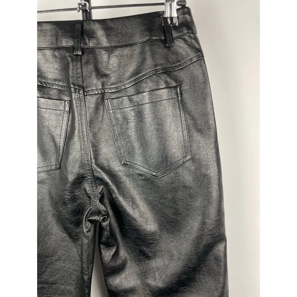 Princess Polly Black Macey Faux Leather‎ High Rise Straight Leg Vegan Pants Sz 2 - Image 10