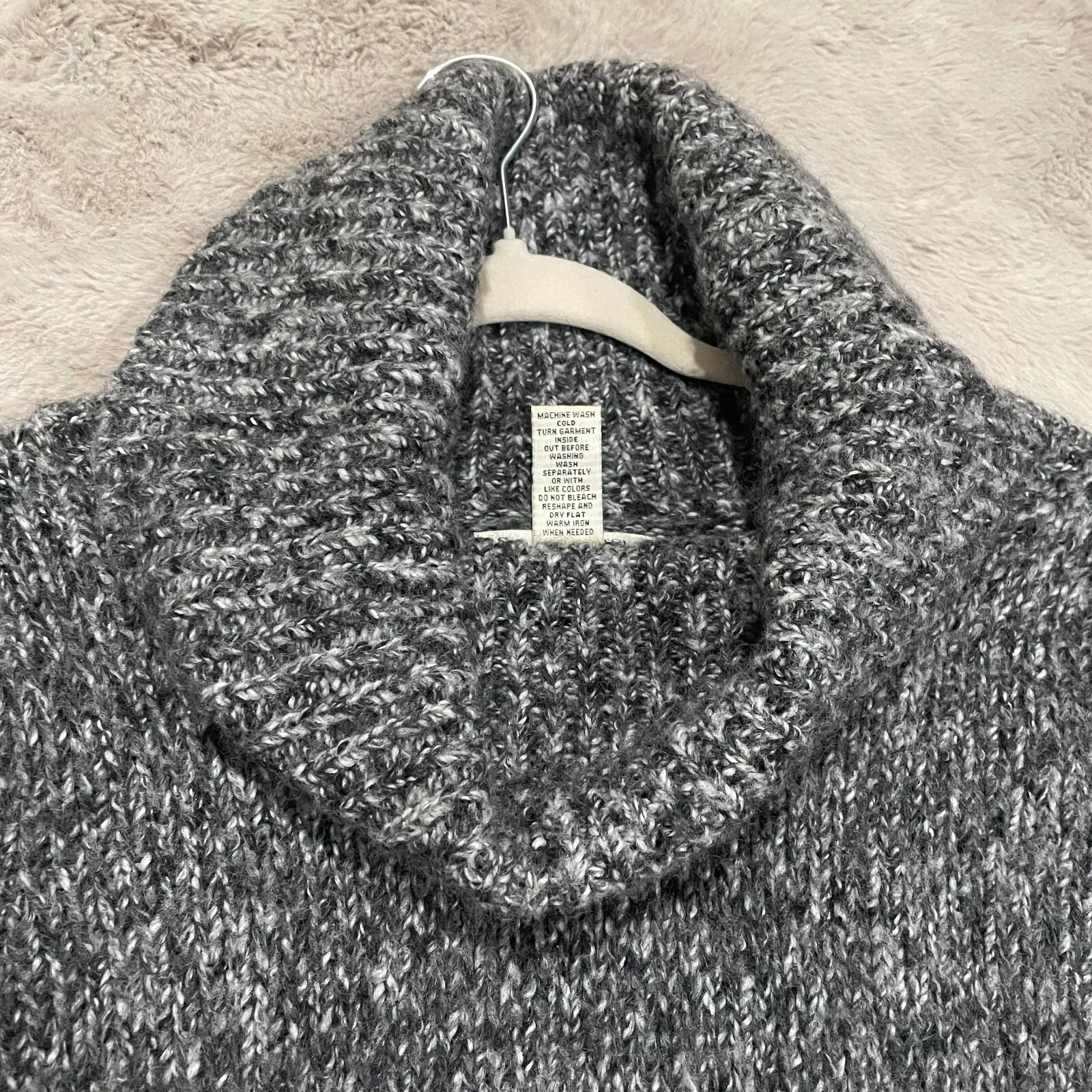 VTG Susan Bristol Women's L Chunky Knit Turtleneck Sweater Gray Wool Blend Fall‎ - Image 9