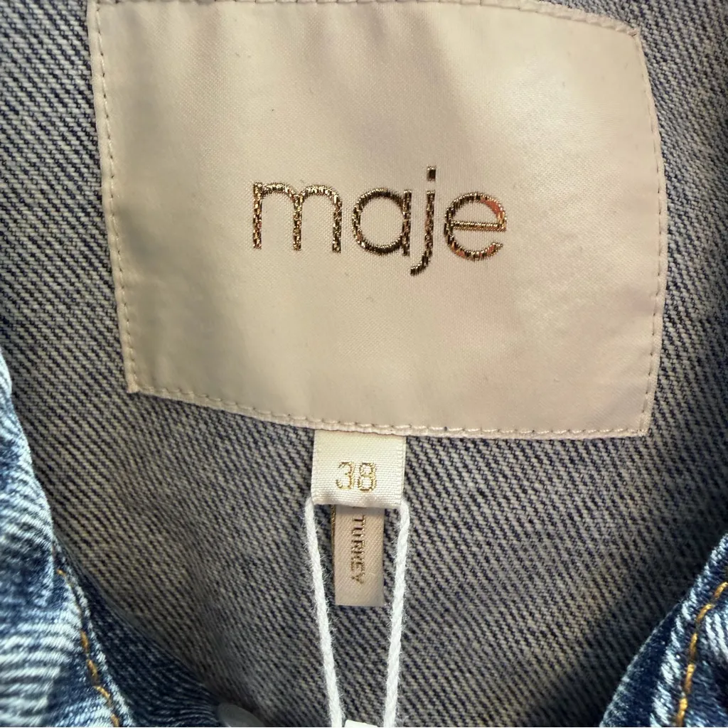 Maje E18BENEDICTE Denim Vest Blue Sleeveless Jean Jacket NWT – Size 38 - Image 7