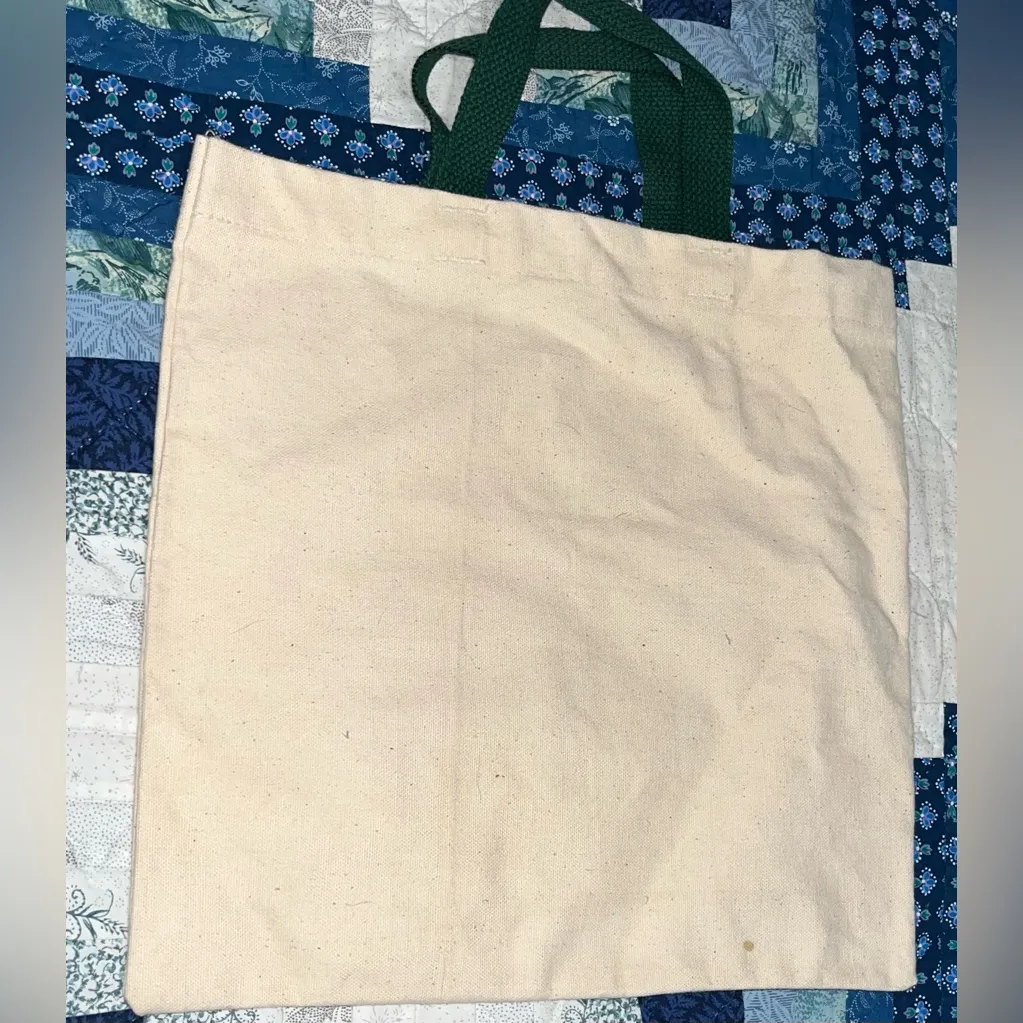 Vintage 13”x13” Canvas Graphic Print Tote Bag with a "California Prunes" Green - Image 2