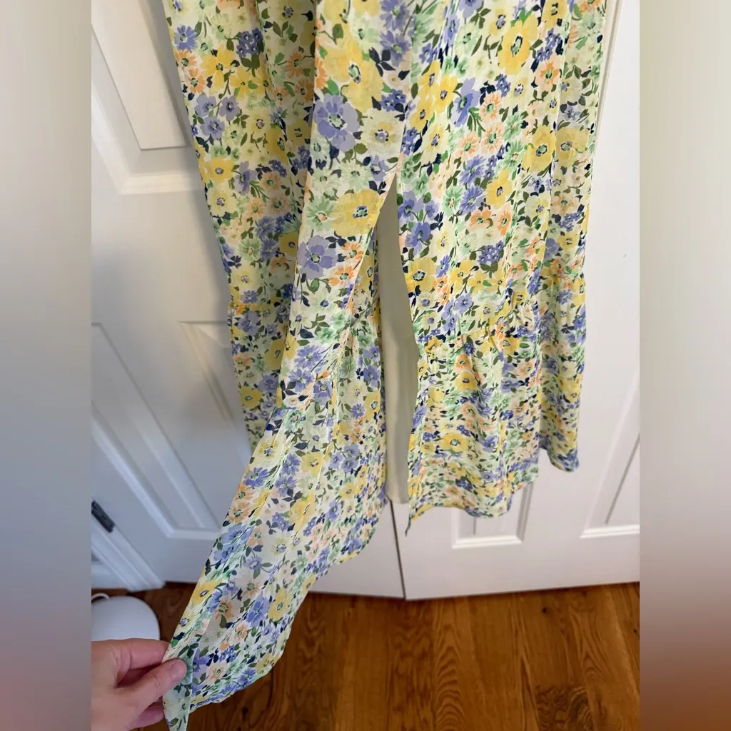 ASTR the Label Women's Irma Floral Print Midi Dress Yellow Size Small - Image 7