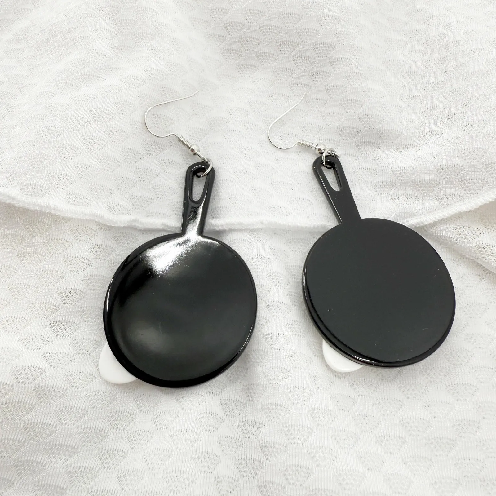 Fried Egg Earrings, Egg Earrings, Food Earrings, Fun Earrings, Funny Earrings Black - Image 2
