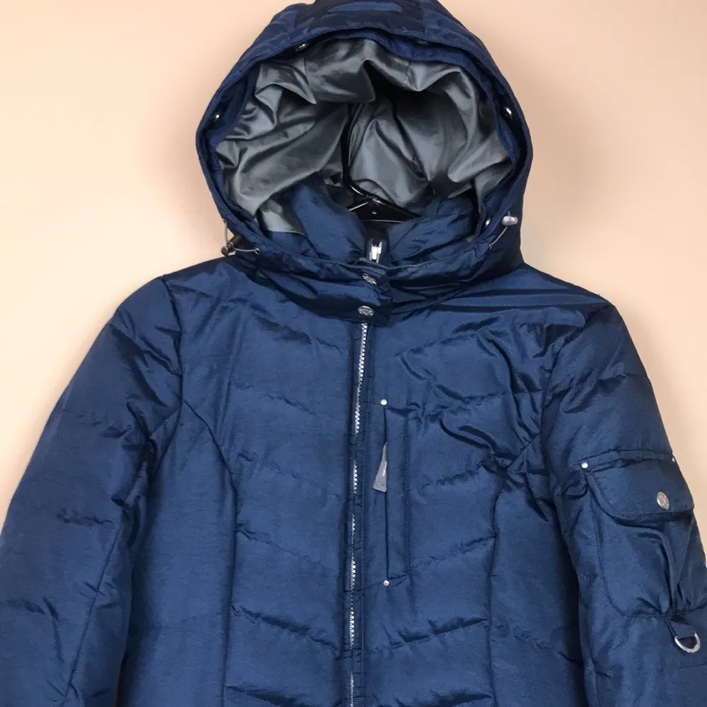 Eddie Bauer Women’s Goose Down Puffer Navy Blue Long Line Winter Snow Jacket - Image 2