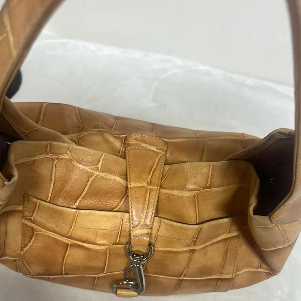 Dooney & Bourke Brown Hobo Bag with Crocodile Texture - Image 6