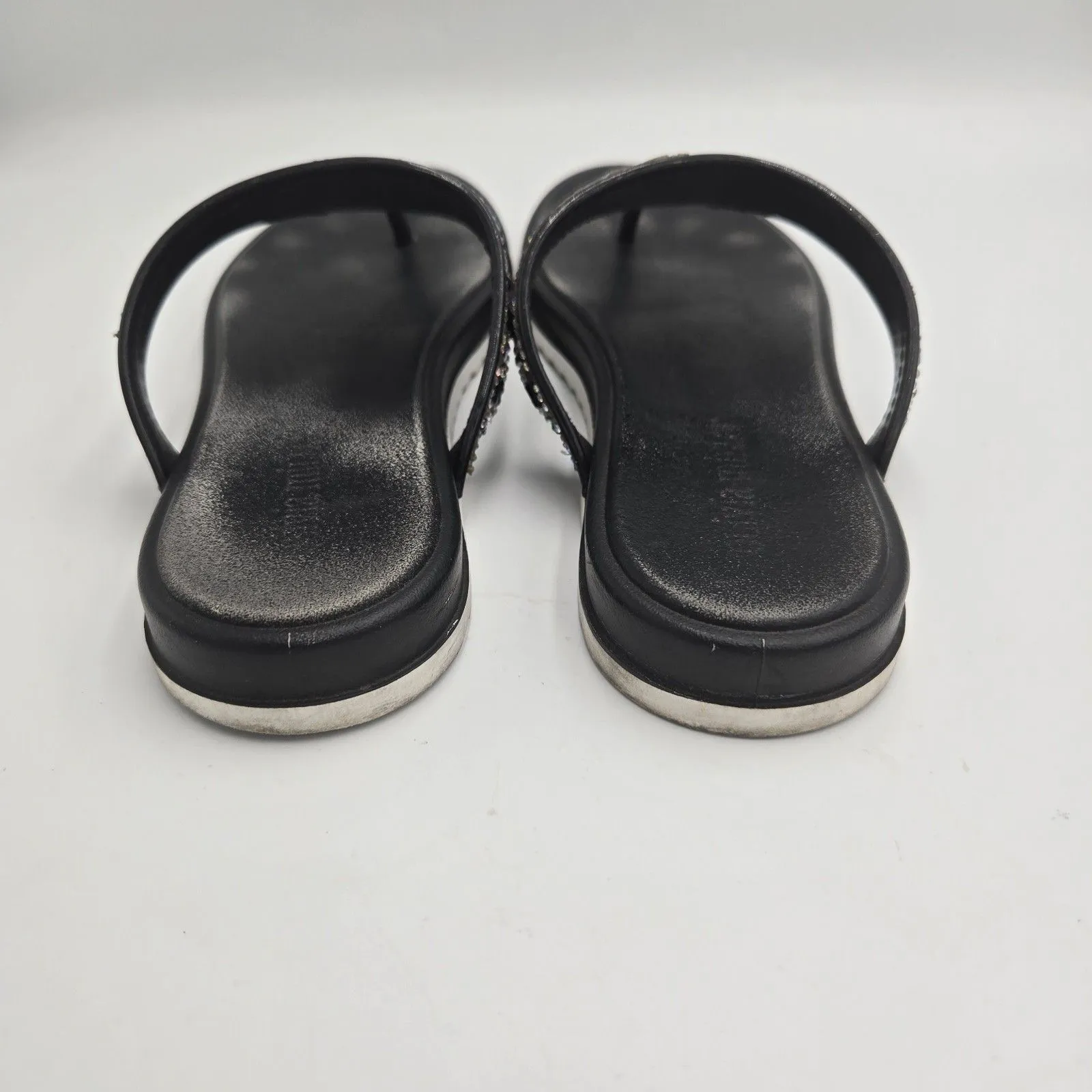 Olivia Miller Flip Flops Black Rhinestone Sandals Womens US 7 Thong Sparkle Glam - Image 8