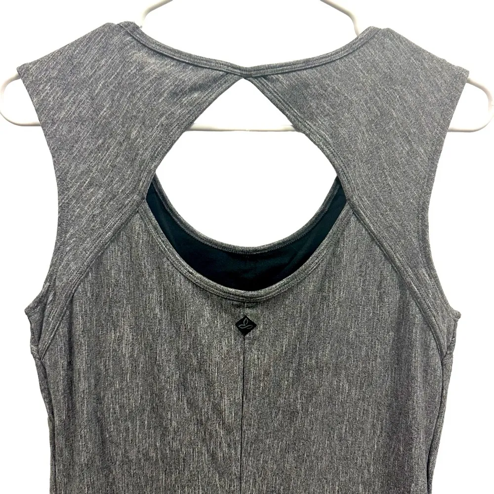 prAna Calico Gray Open Back Sleeveless Built in Shelf Bra Athletic Dress Small - Image 9