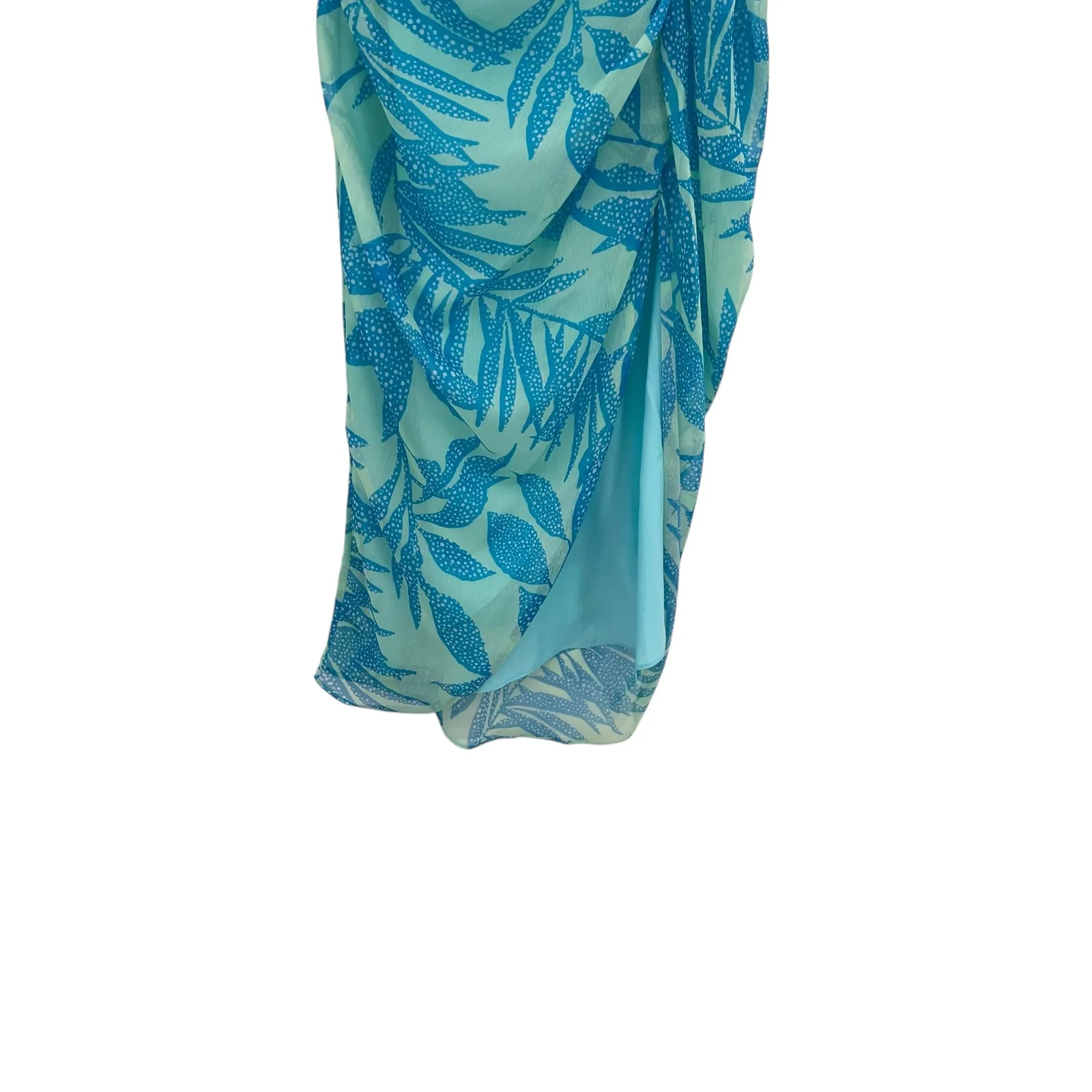 Amanda Uprichard Rosalinda Off-Shoulder Dress Tropical Print Green Blue Size XS‎ - Image 7