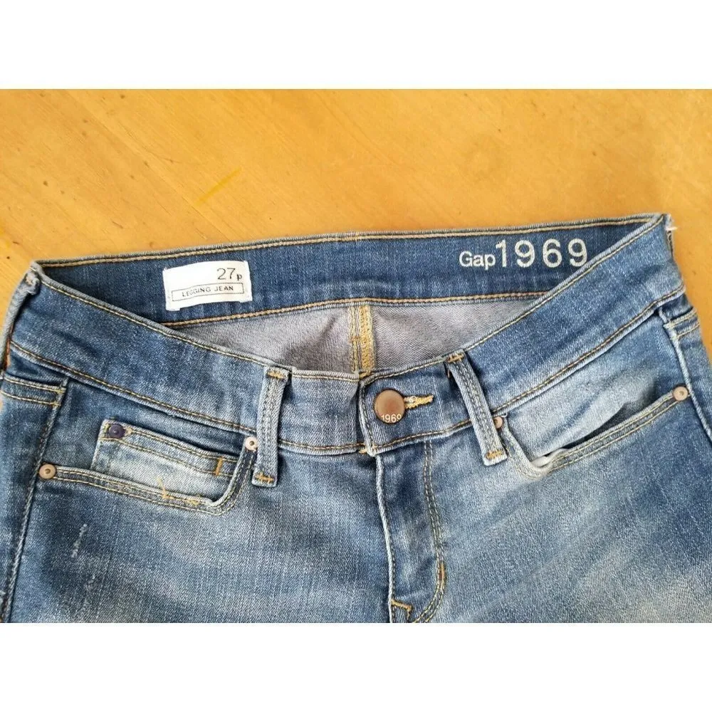 Gap1969 Women's Ankle Legging Jeans Skinny Stretch Distressed Medium Wash 27P - Image 2