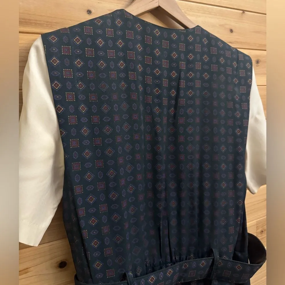 Vintage RJ Steven’s Sz Medium Button Front Belted Secretary School Teacher Dress Green - Image 7