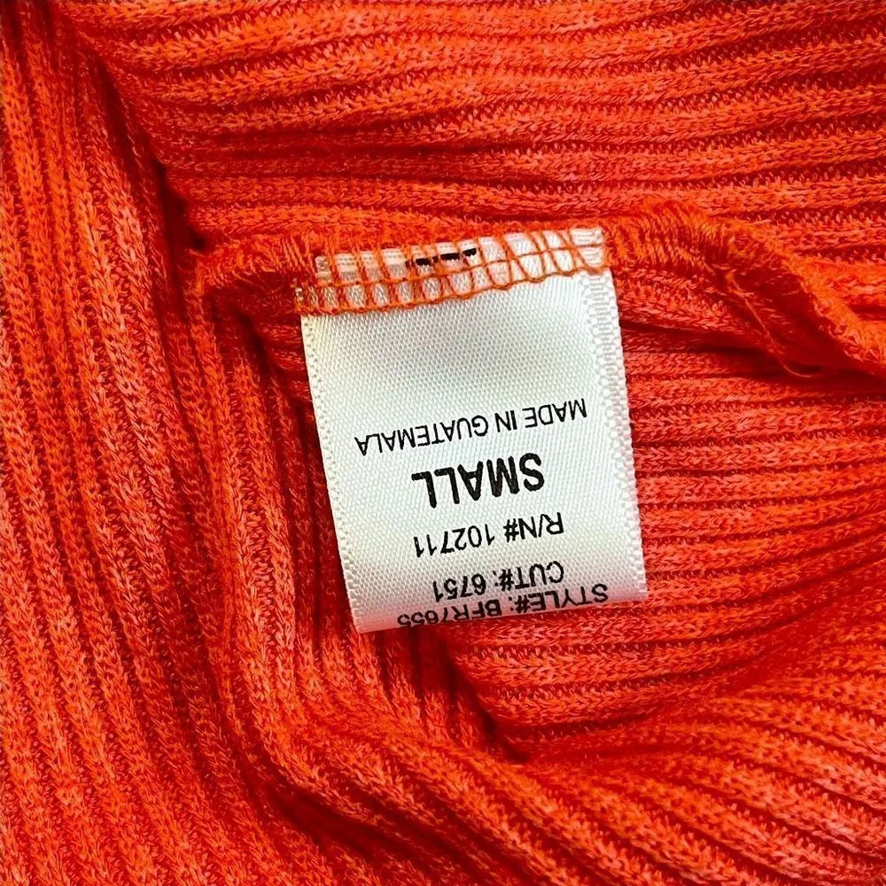 Gibson Women’s Orange Ribbed Crowl Neck Top Small - Image 8