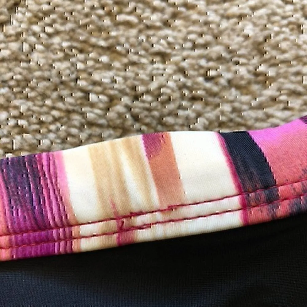 NEW NWOT 24TH OCEAN Black Purple Cream ish Stripe Bikini Swimsuit Bottom Large L - Image 7