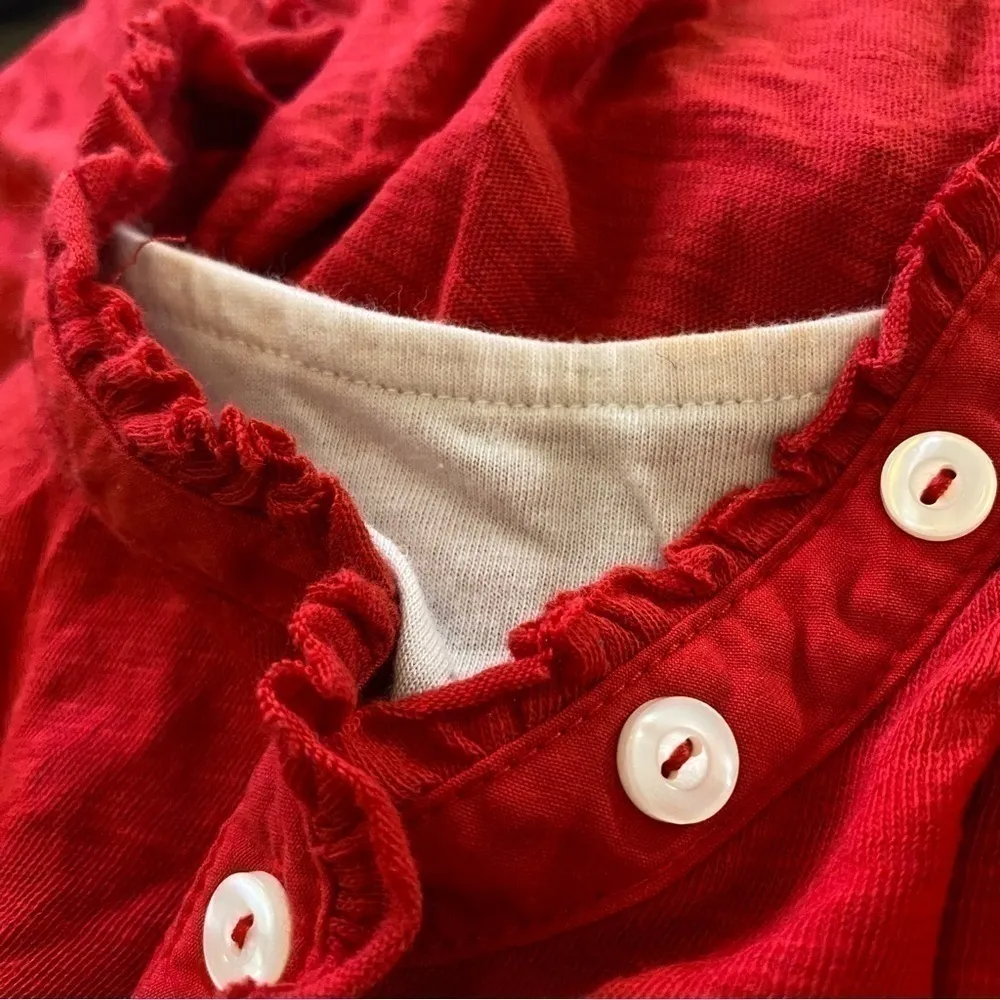 Northcrest Long Sleeve Henley Top Red 4X - Image 3