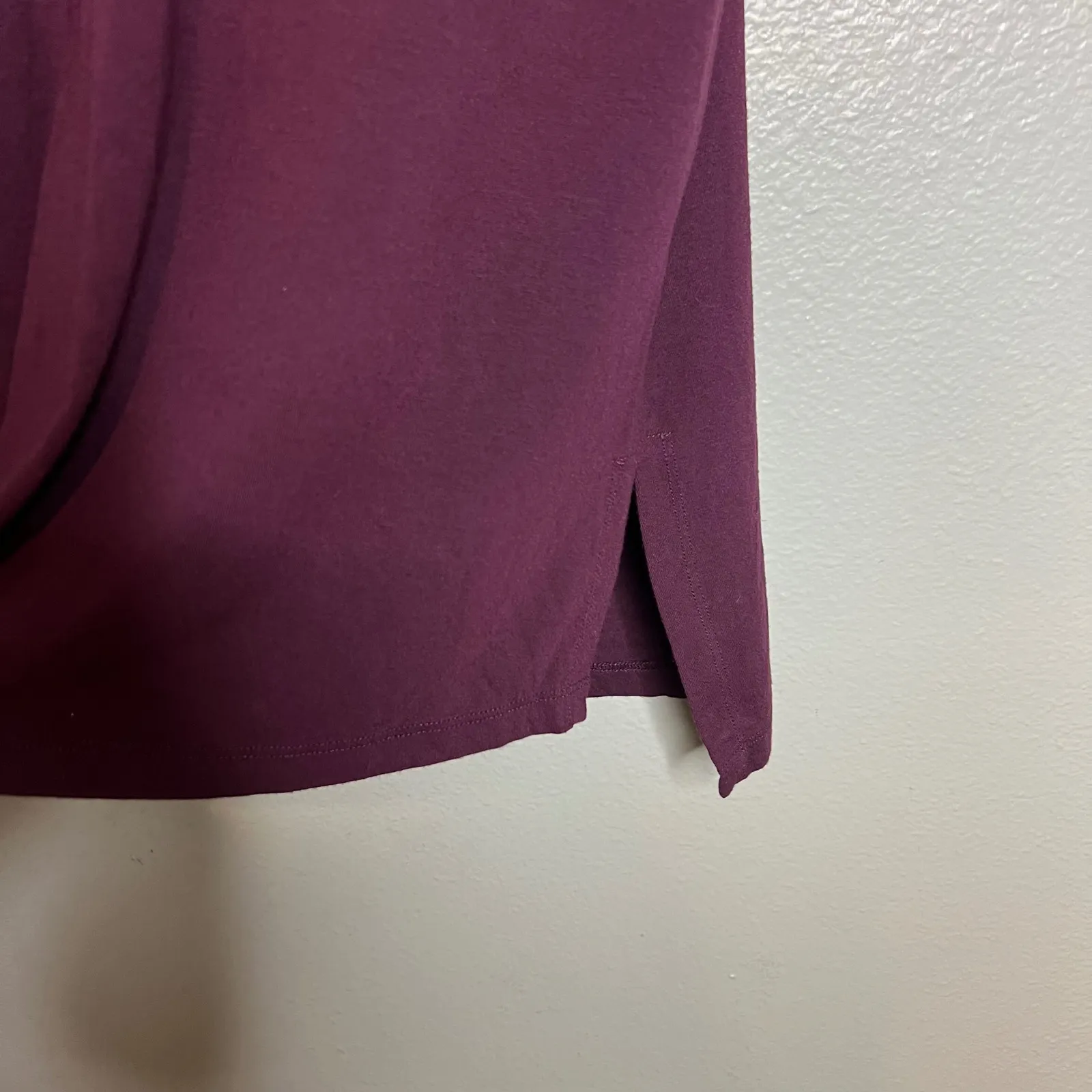 Eileen Fisher V-Neck‎ T-Shirt Mini Dress Size XS Burgandy Jersey Knit Viscose - Image 5