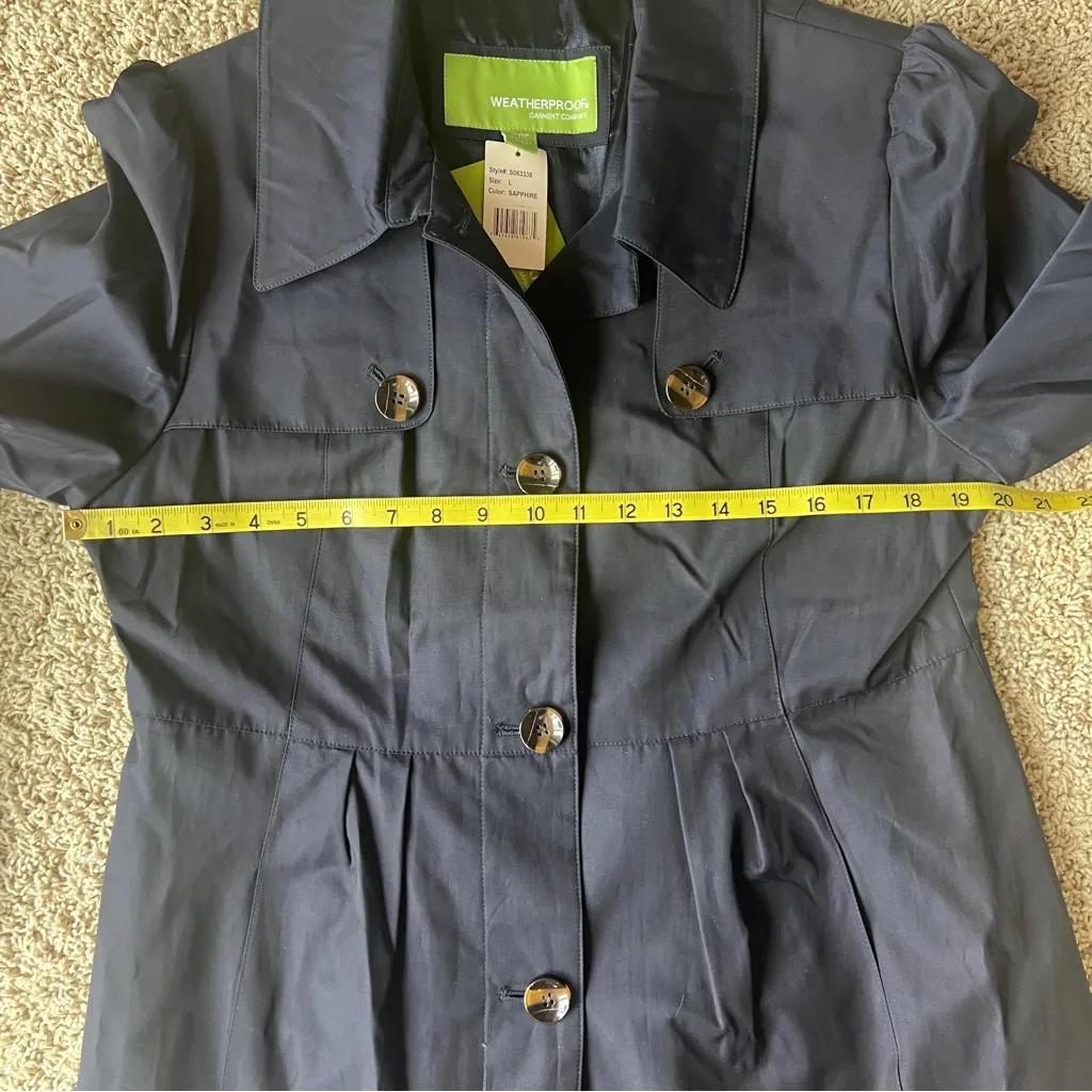NWT Weatherproof Garment Co Trench Coat Rain Size Large Navy Blue Classic - Image 9