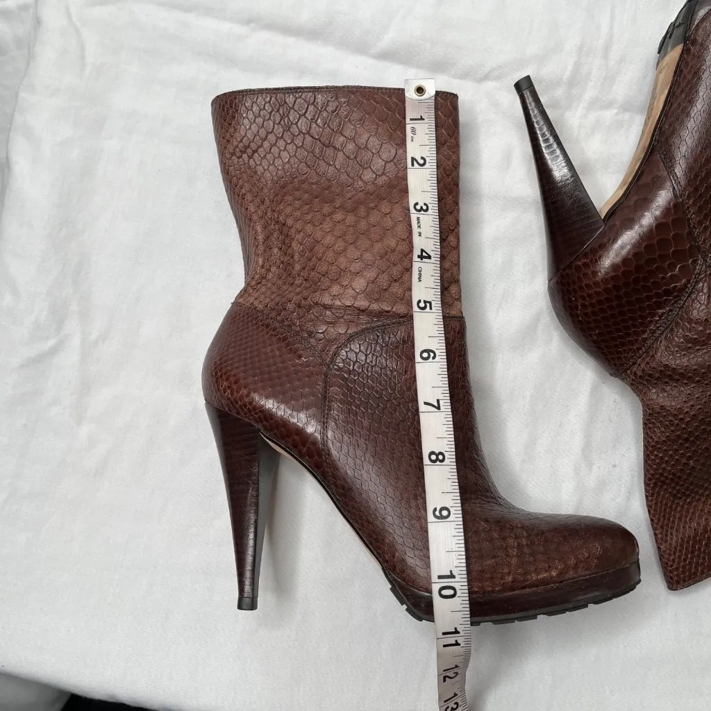 Cole Haan Nike Air Womens Brown Scale Print Leather High Heel Ankle Boots 7 - Image 4